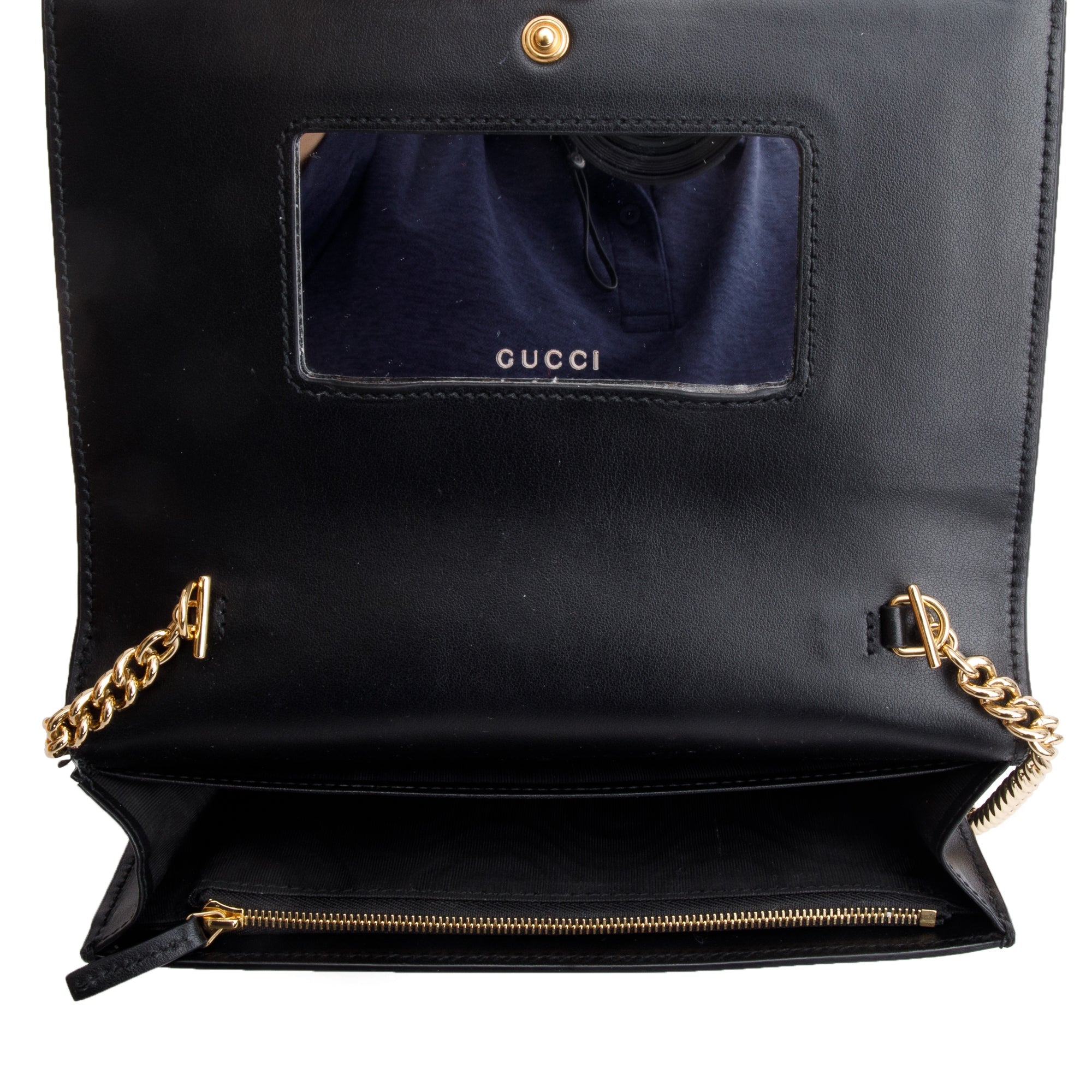 Gucci Black GG Matelasse Leather Chain Wallet w/ Box & Receipt
