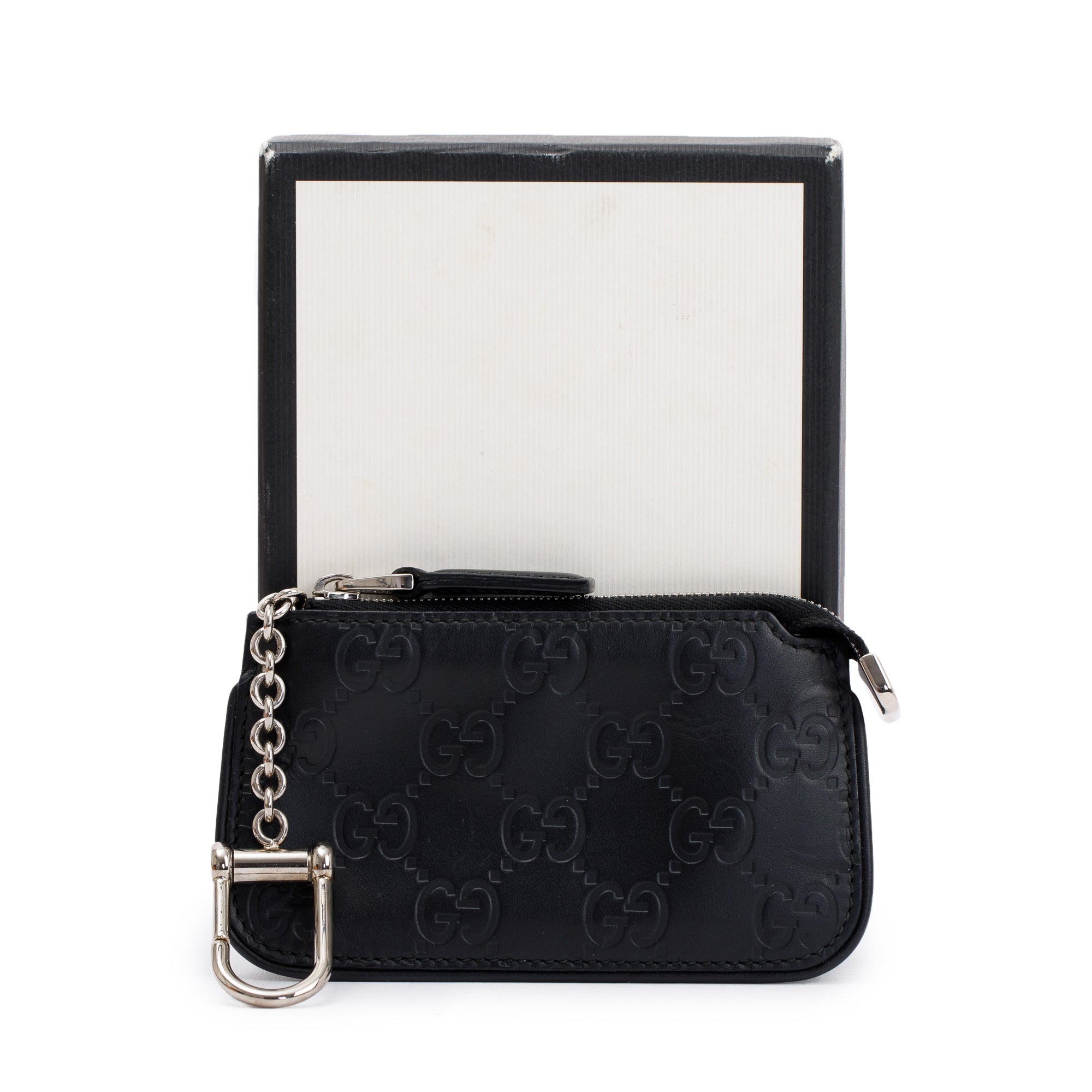 Gucci Black GG Signature Leather Key Pouch w/ Box