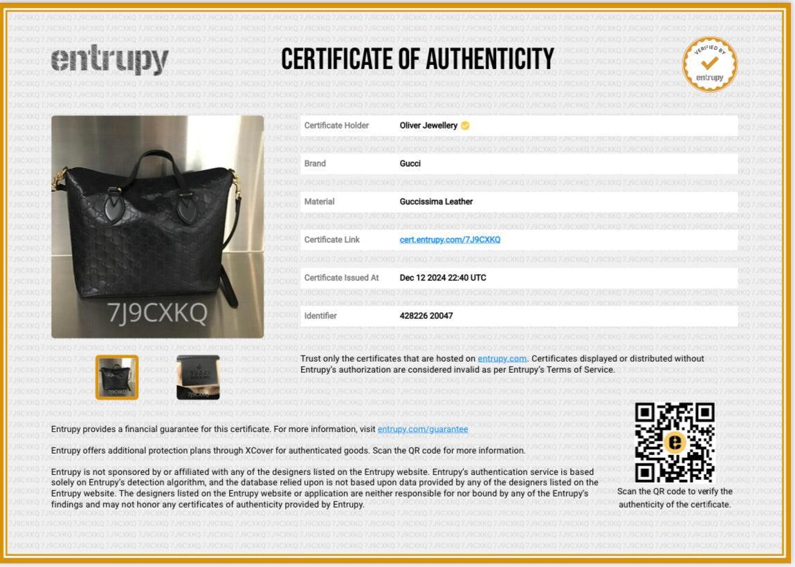 Gucci Black GG Signature Leather Linea A Foldover Tote w/ Strap