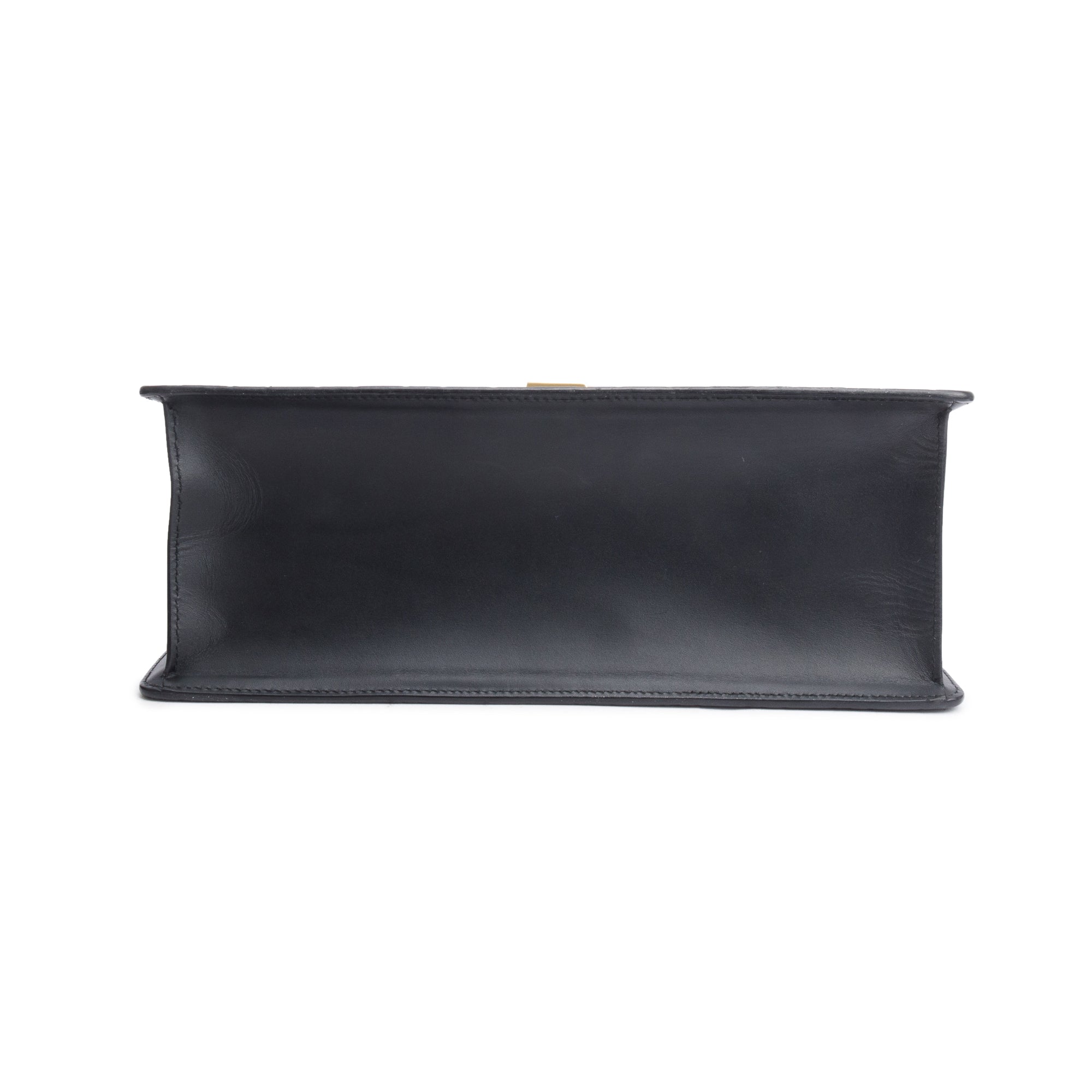 Gucci Black GG Signature Leather Medium Sylvie Handle Bag