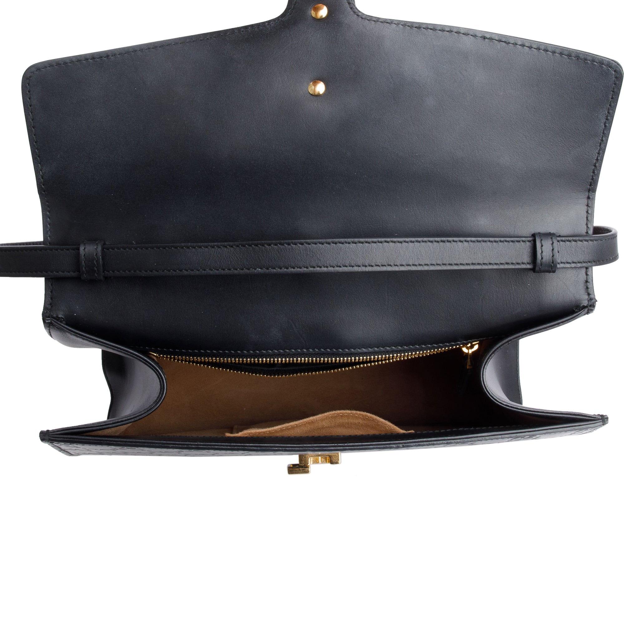 Gucci Black GG Signature Leather Medium Sylvie Handle Bag