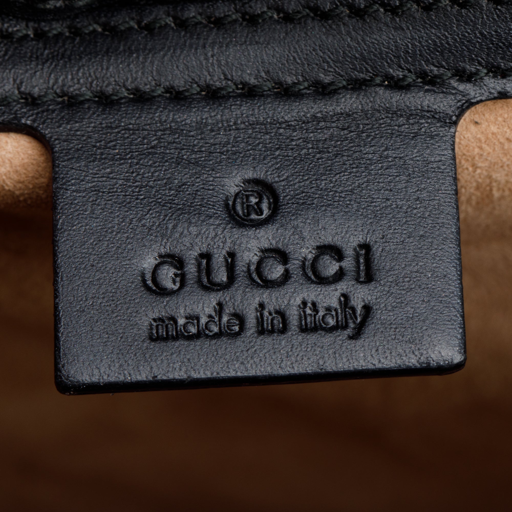 Gucci Black GG Signature Leather Medium Sylvie Handle Bag