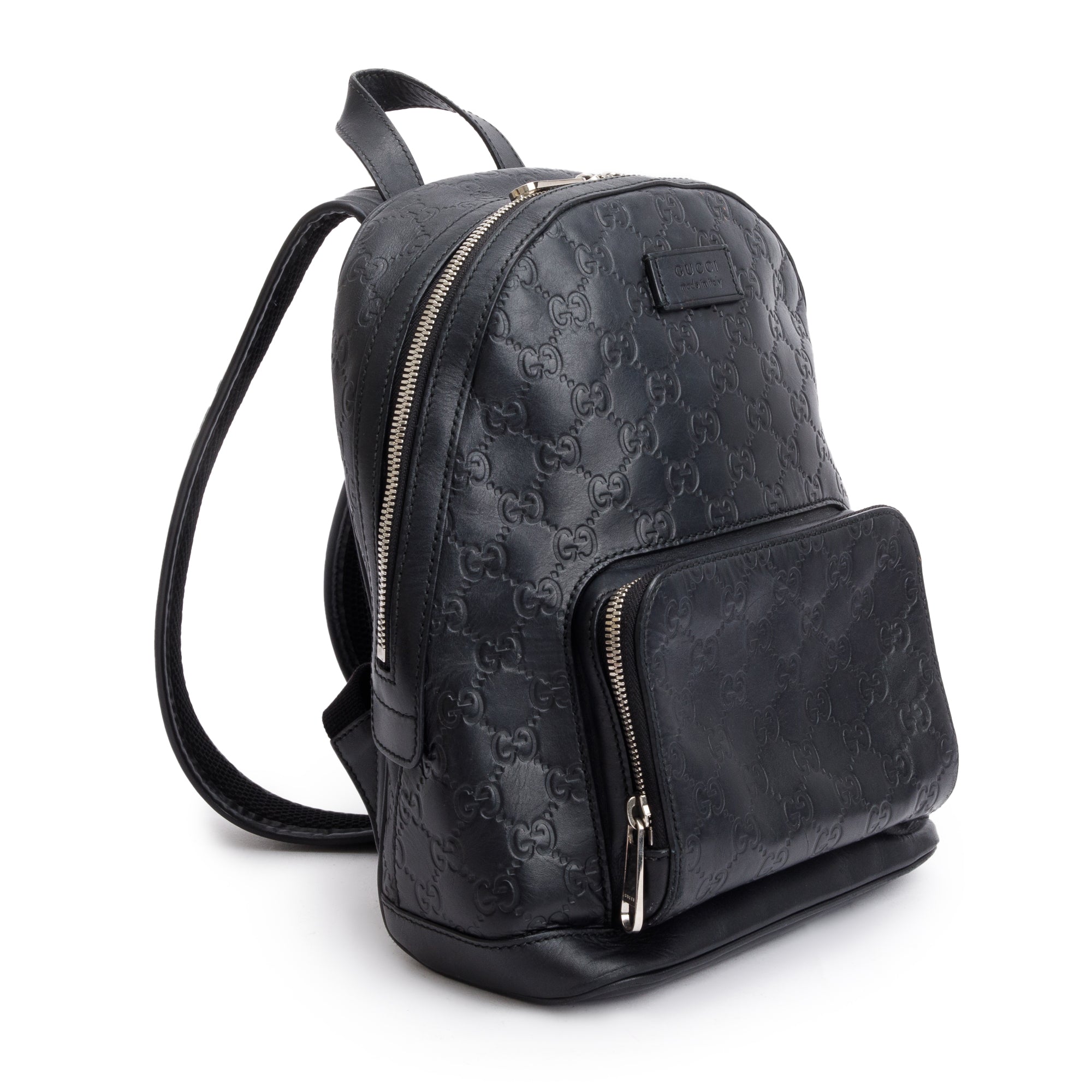 Gucci Black GG Signature Leather Small Backpack