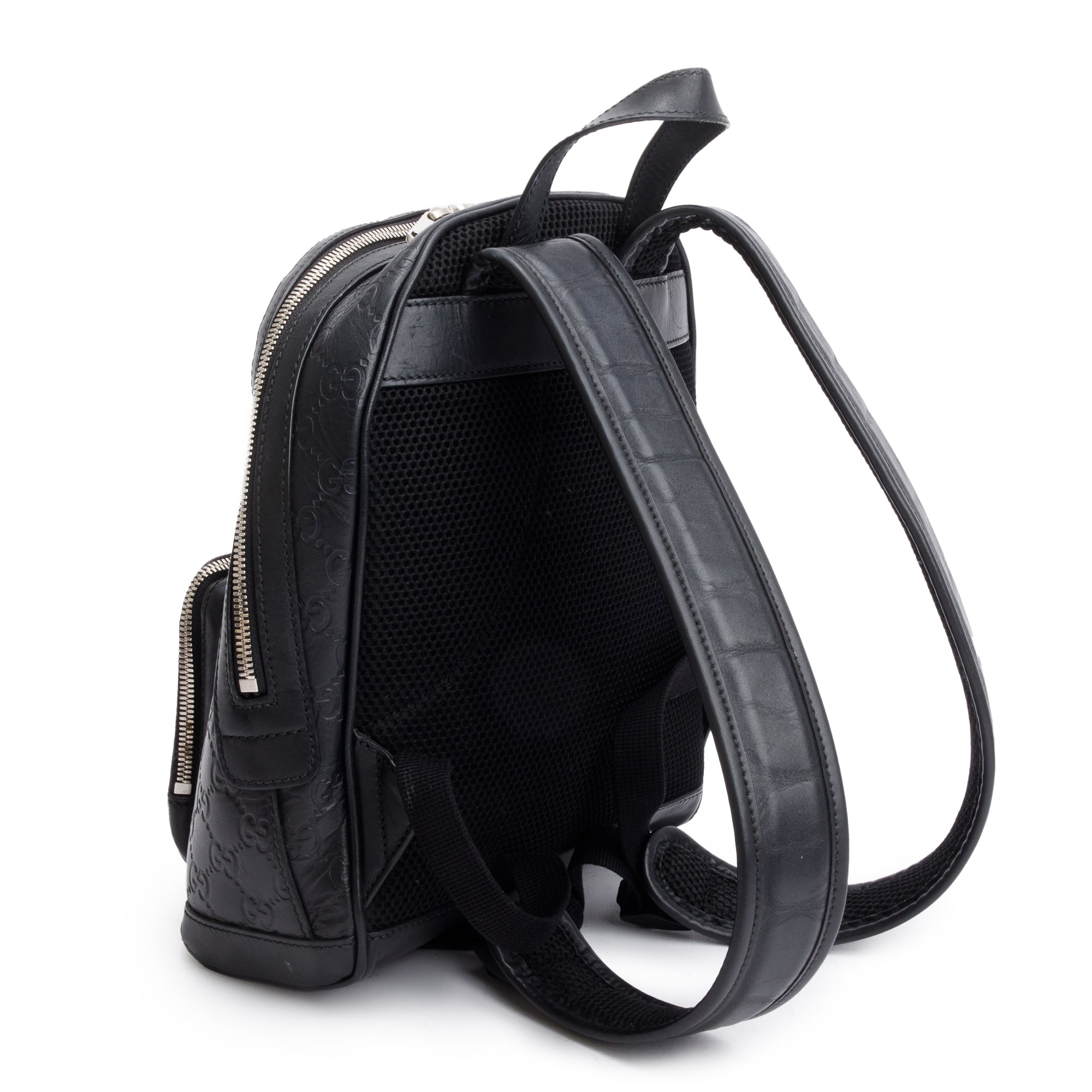 Gucci Black GG Signature Leather Small Backpack