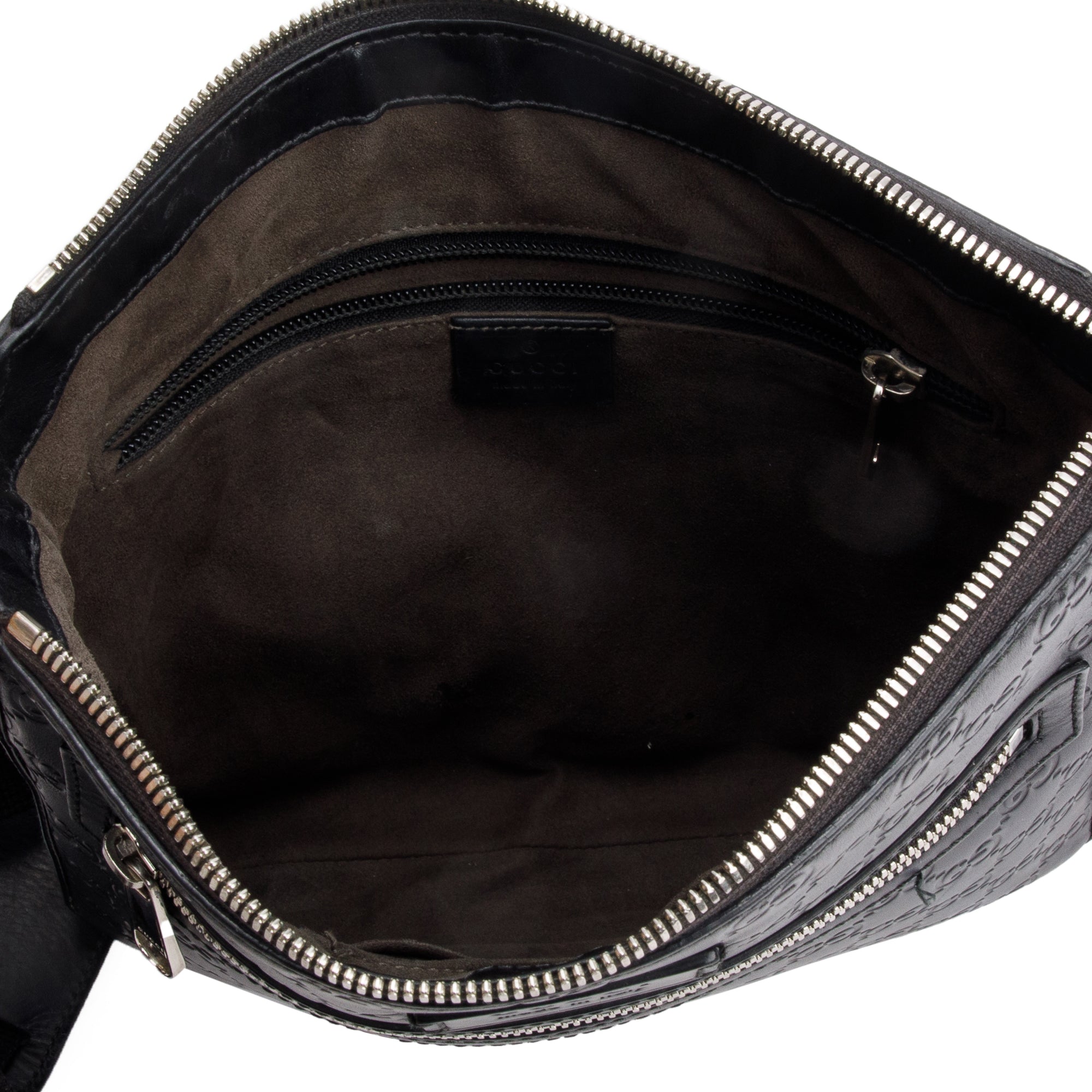 Gucci Black GG Signature Leather Small Messenger Bag