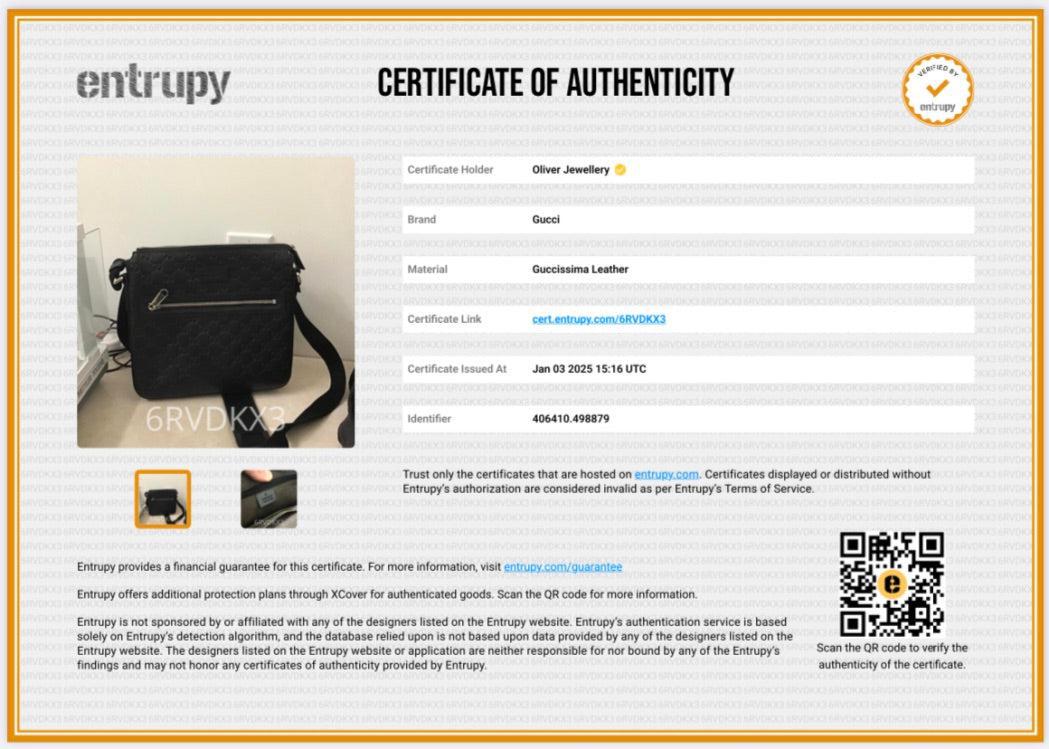 Gucci Black GG Signature Leather Small Messenger Bag w/ Box