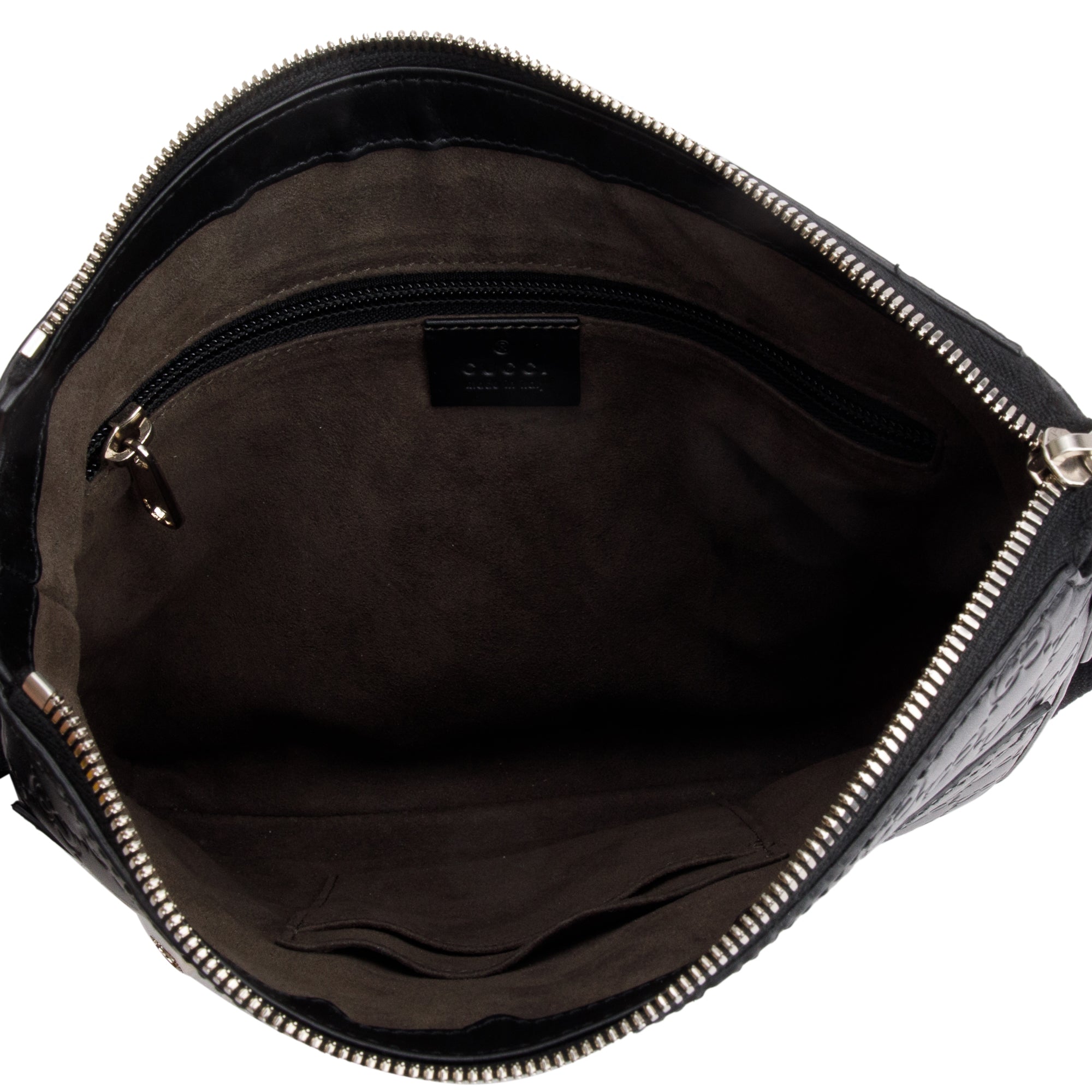 Gucci Black GG Signature Leather Small Messenger Bag w/ Box