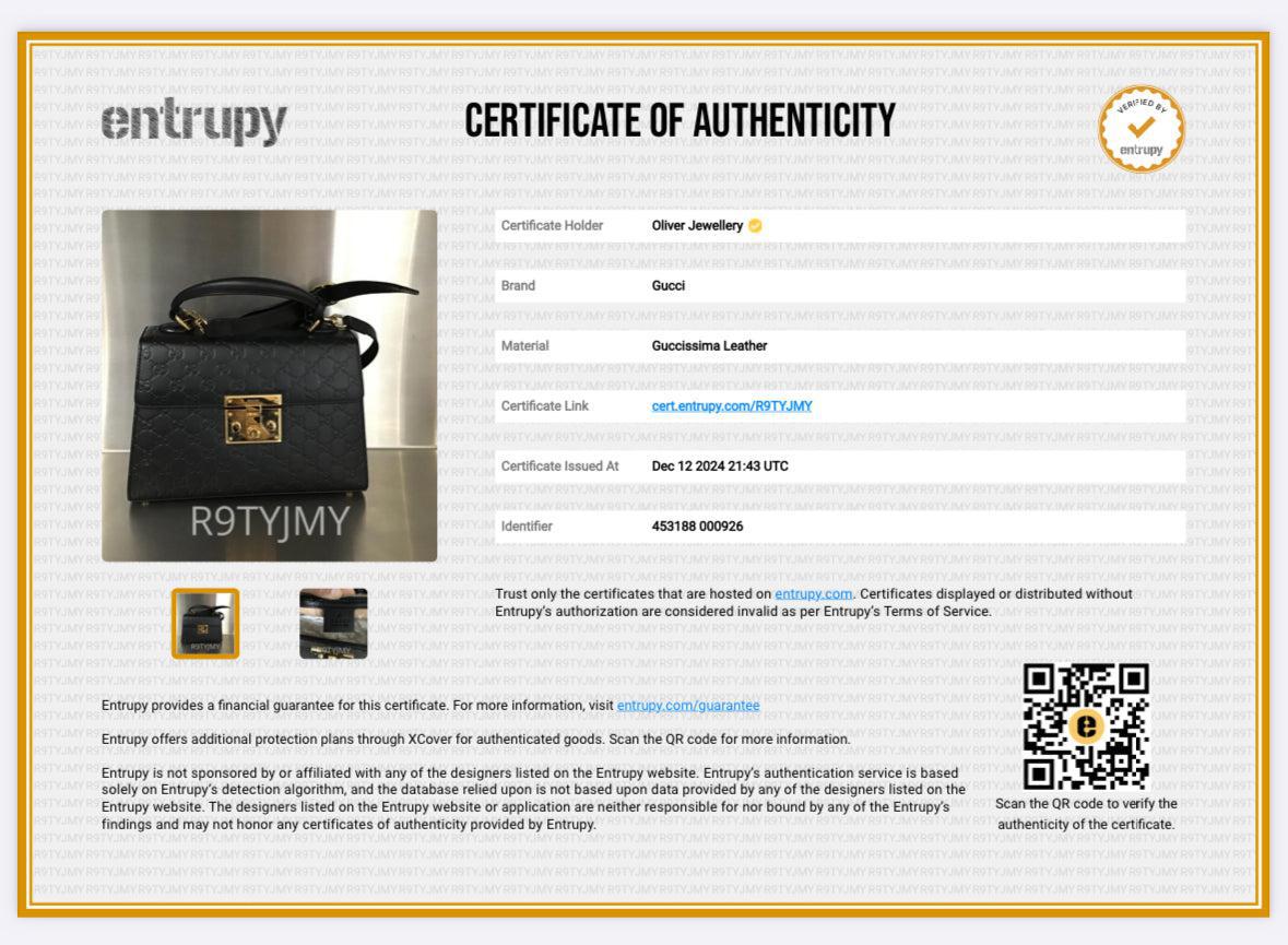 Gucci Black GG Signature Leather Small Padlock Top Bag w/ Strap