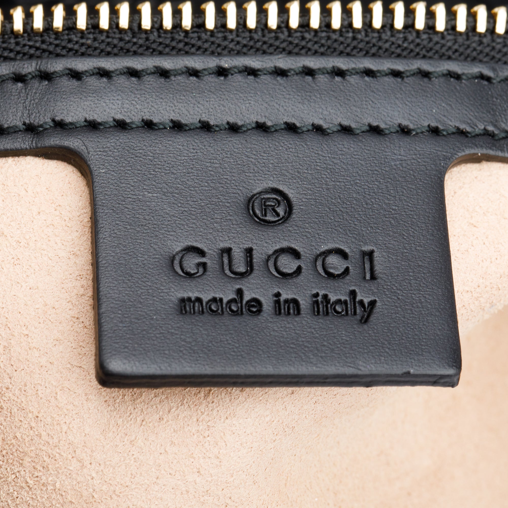 Gucci Black GG Signature Leather Small Padlock Top Bag w/ Strap