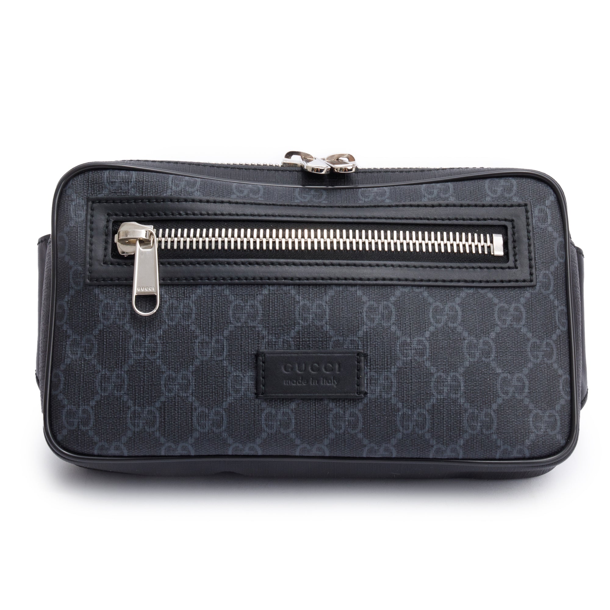 Gucci Black GG Supreme Belt Bag with Zip Pocket w/ Box