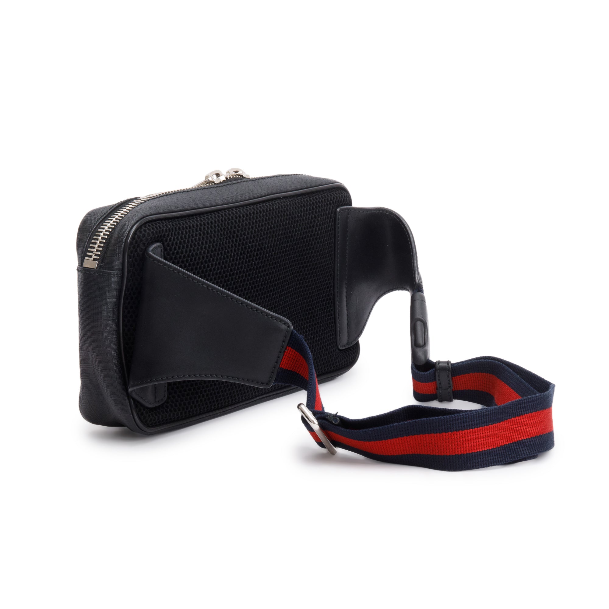 Gucci Black GG Supreme Black Belt Bag with Zip Pocket