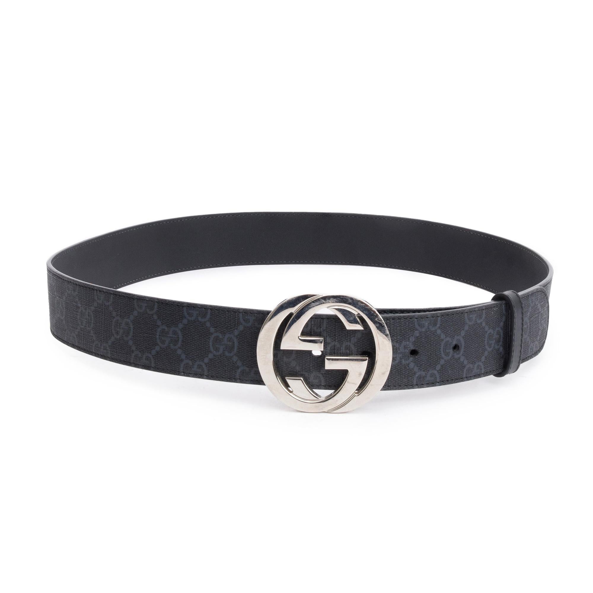 Gucci Black GG Supreme Canvas Belt With G Buckle 95 38