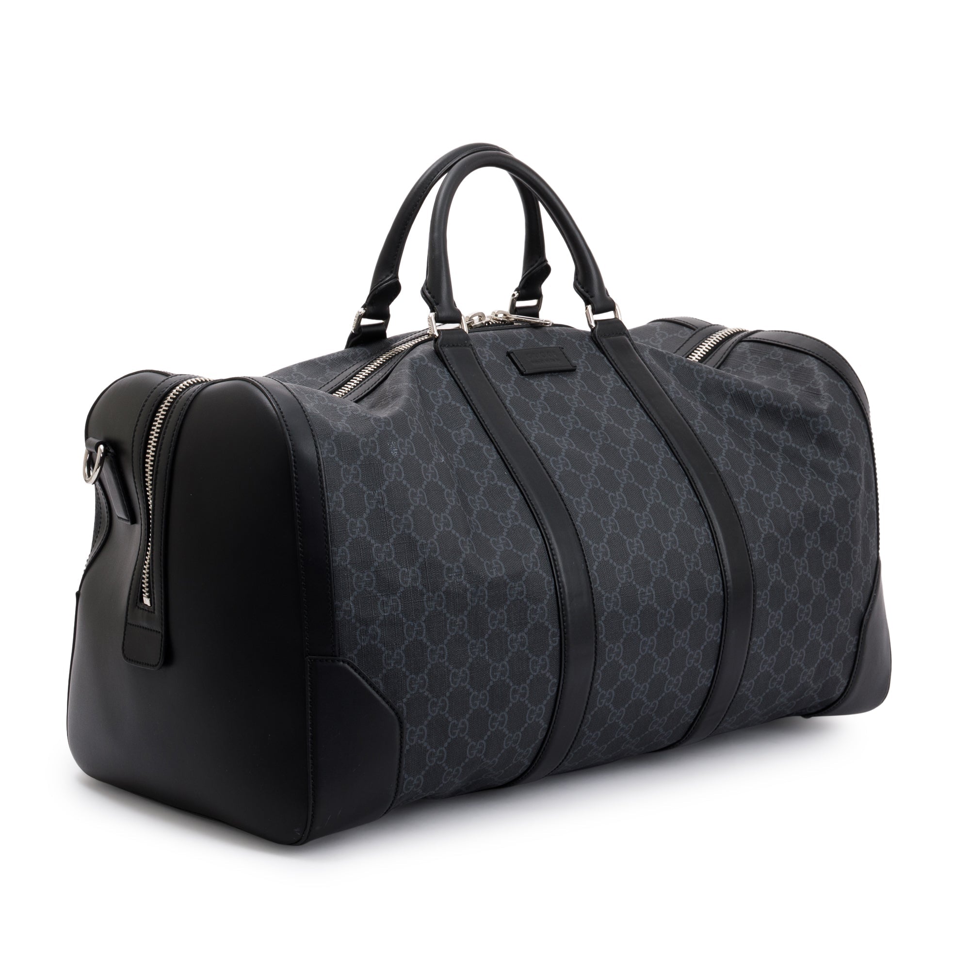 Gucci Black GG Supreme Canvas Carry-On Duffle Bag