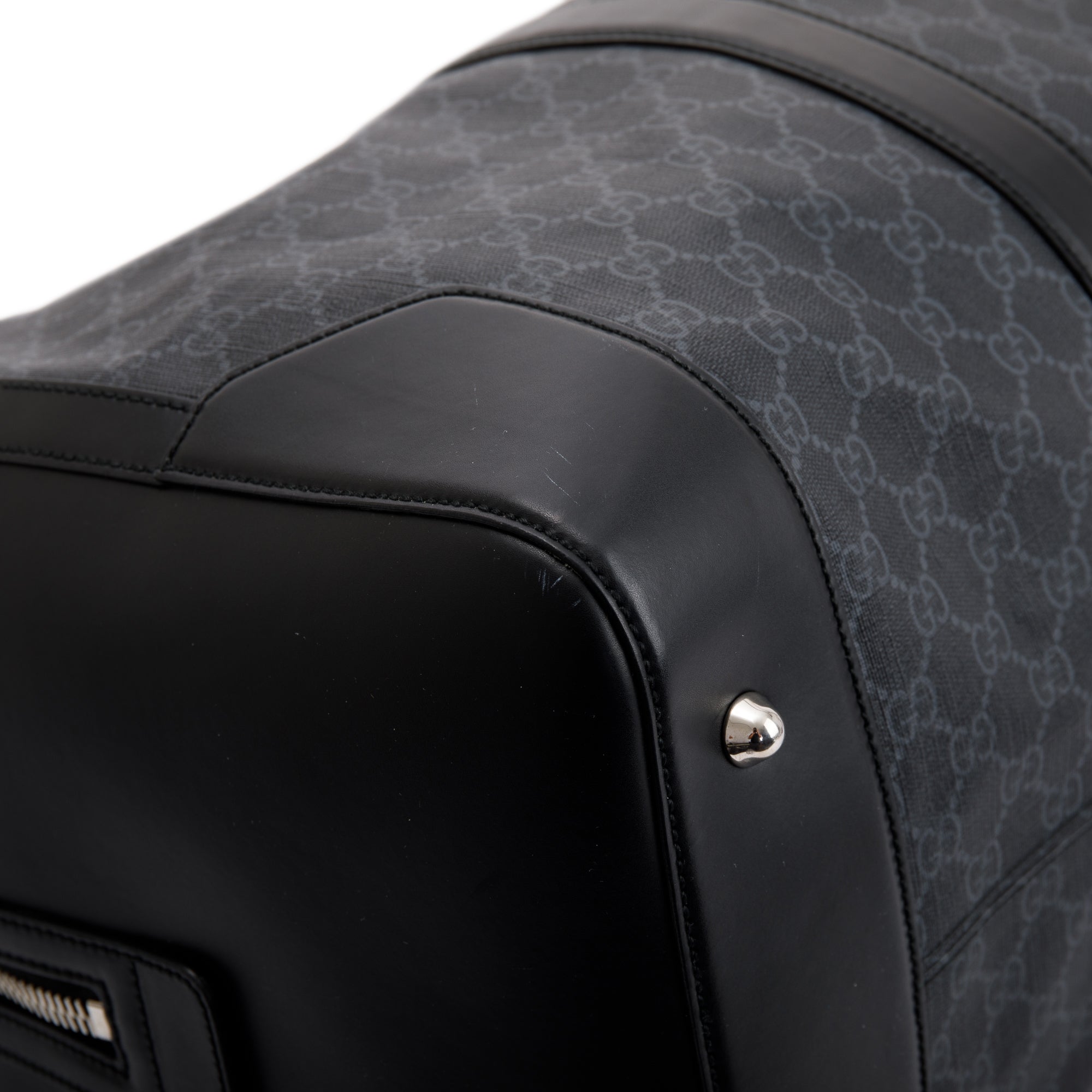 Gucci Black GG Supreme Canvas Carry-On Duffle Bag