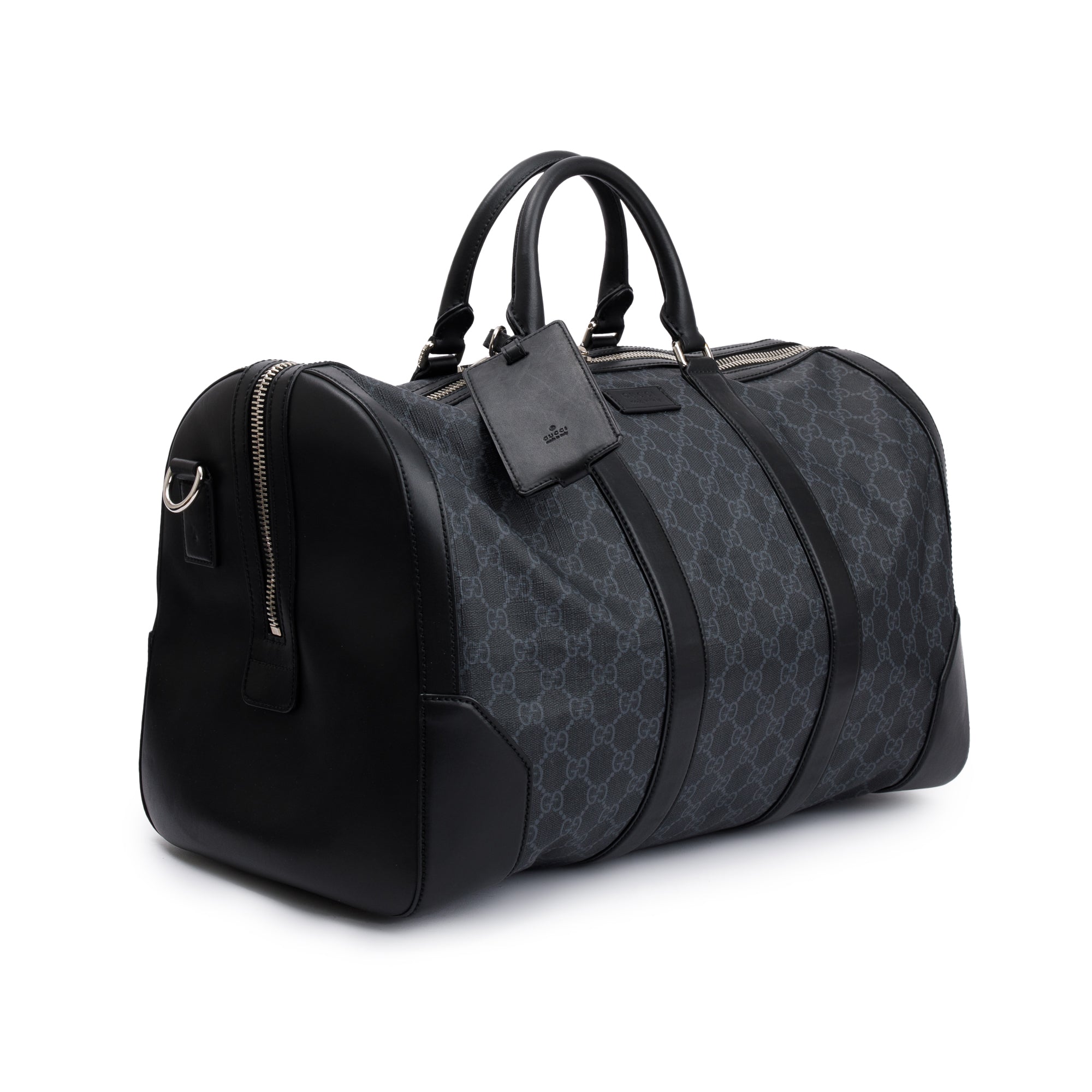 Gucci Black GG Supreme Canvas Carry-On Duffle Bag w/ Strap