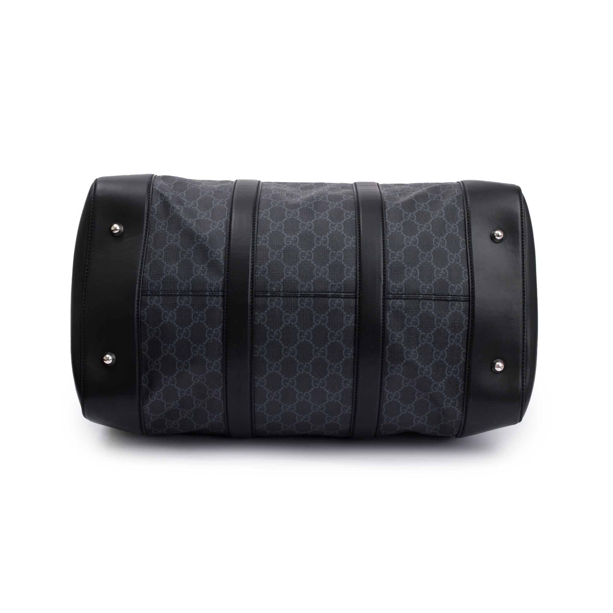 Gucci Black GG Supreme Canvas Carry-On Duffle Bag w/ Strap