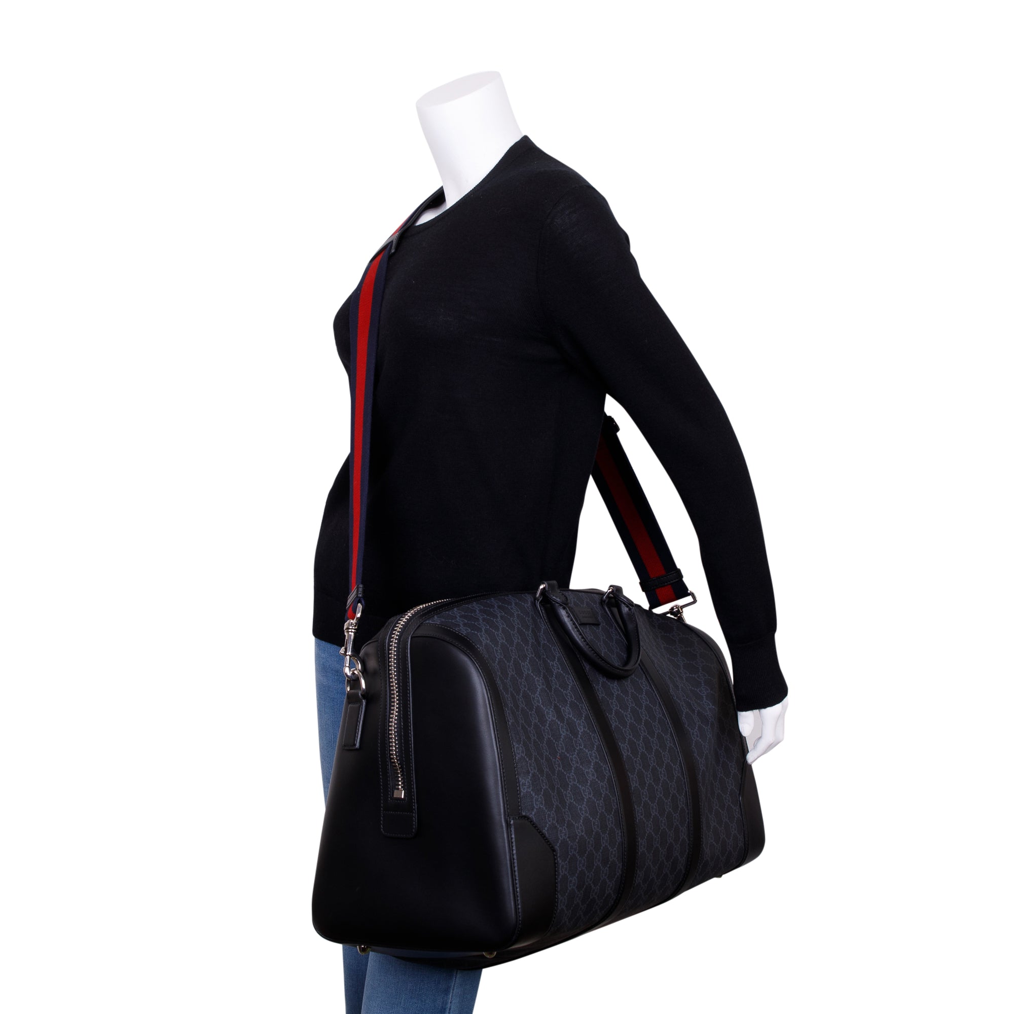 Gucci Black GG Supreme Canvas Cary-On Duffle Bag w/ Box