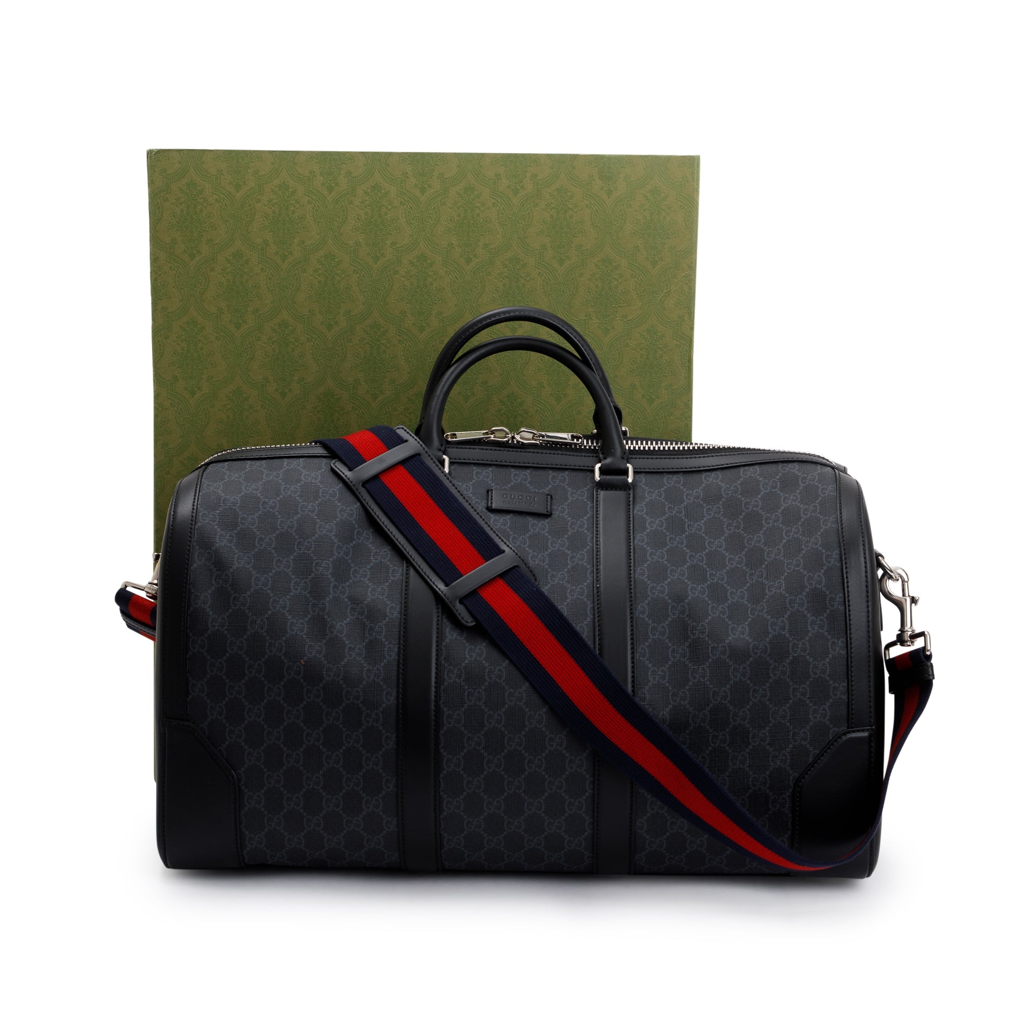 Gucci Black GG Supreme Canvas Cary-On Duffle Bag w/ Box
