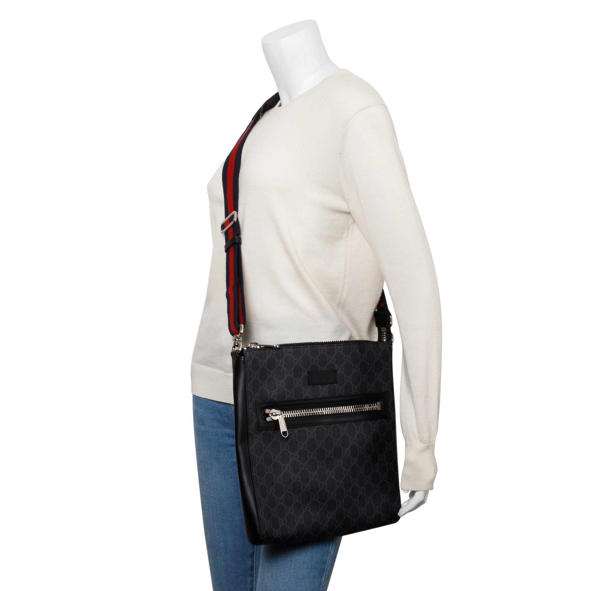 Gucci Black GG Supreme Messenger Bag