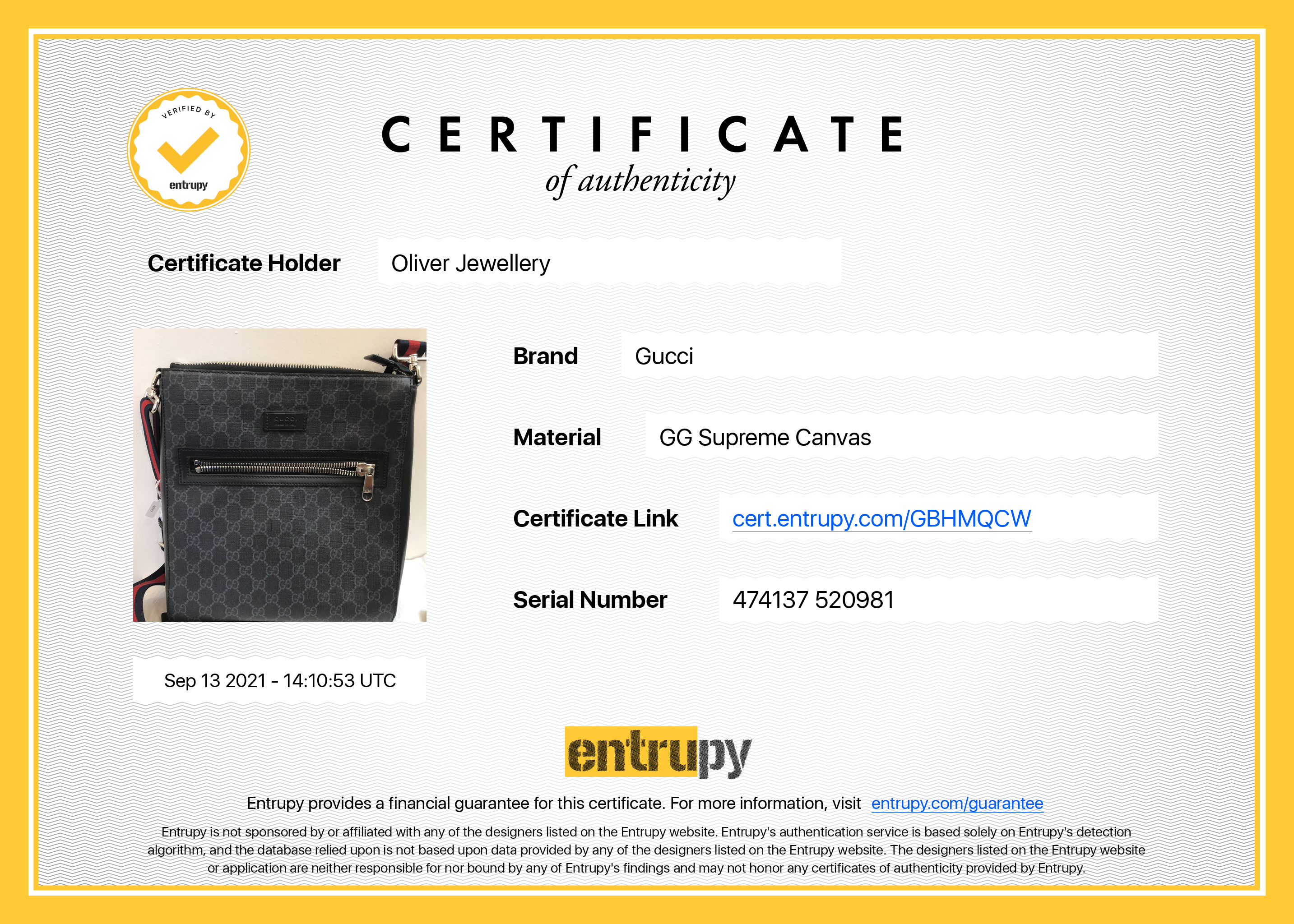 Gucci Black GG Supreme Messenger Bag