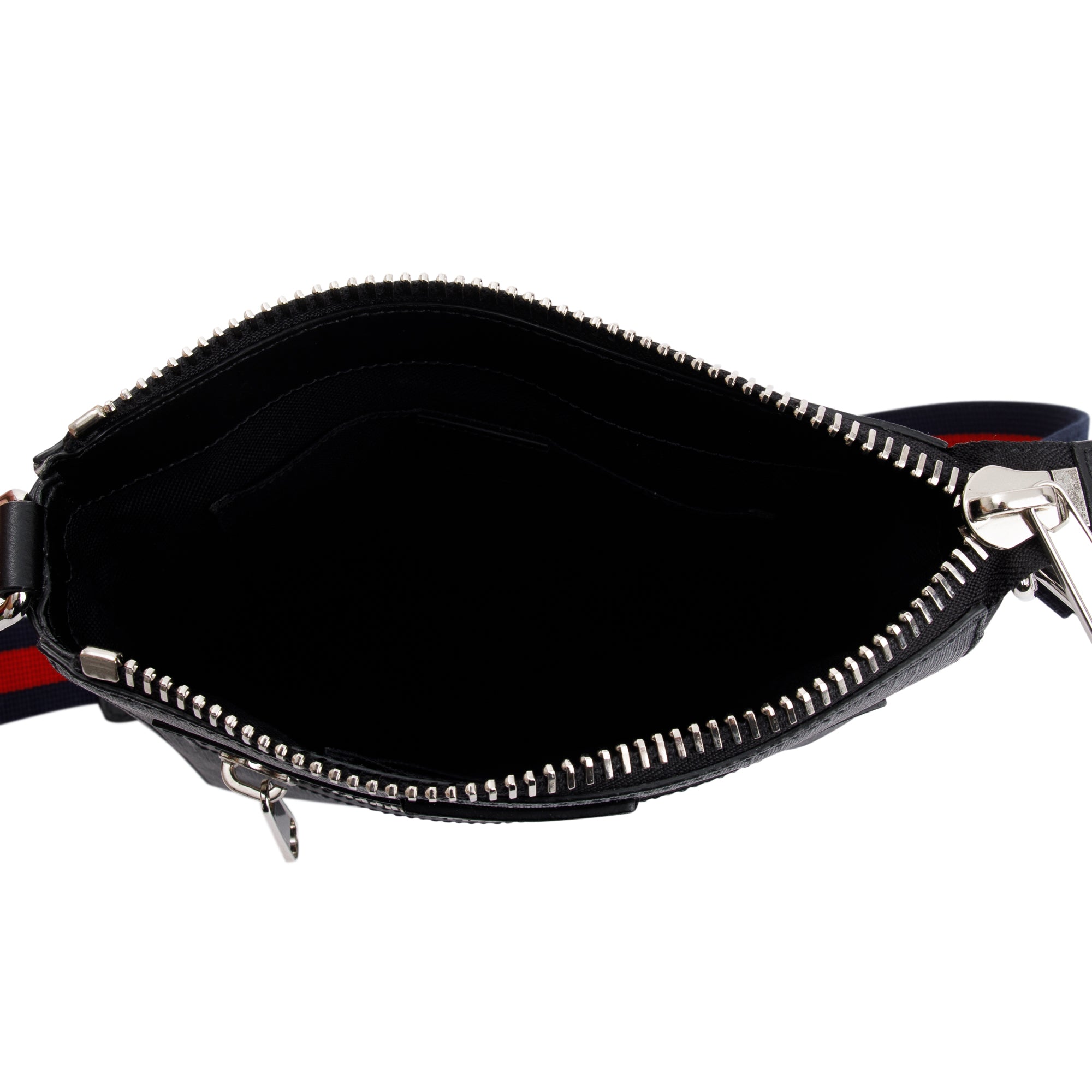 Gucci Black GG Supreme Monogram Web Flat Small Messenger Bag w/ Box