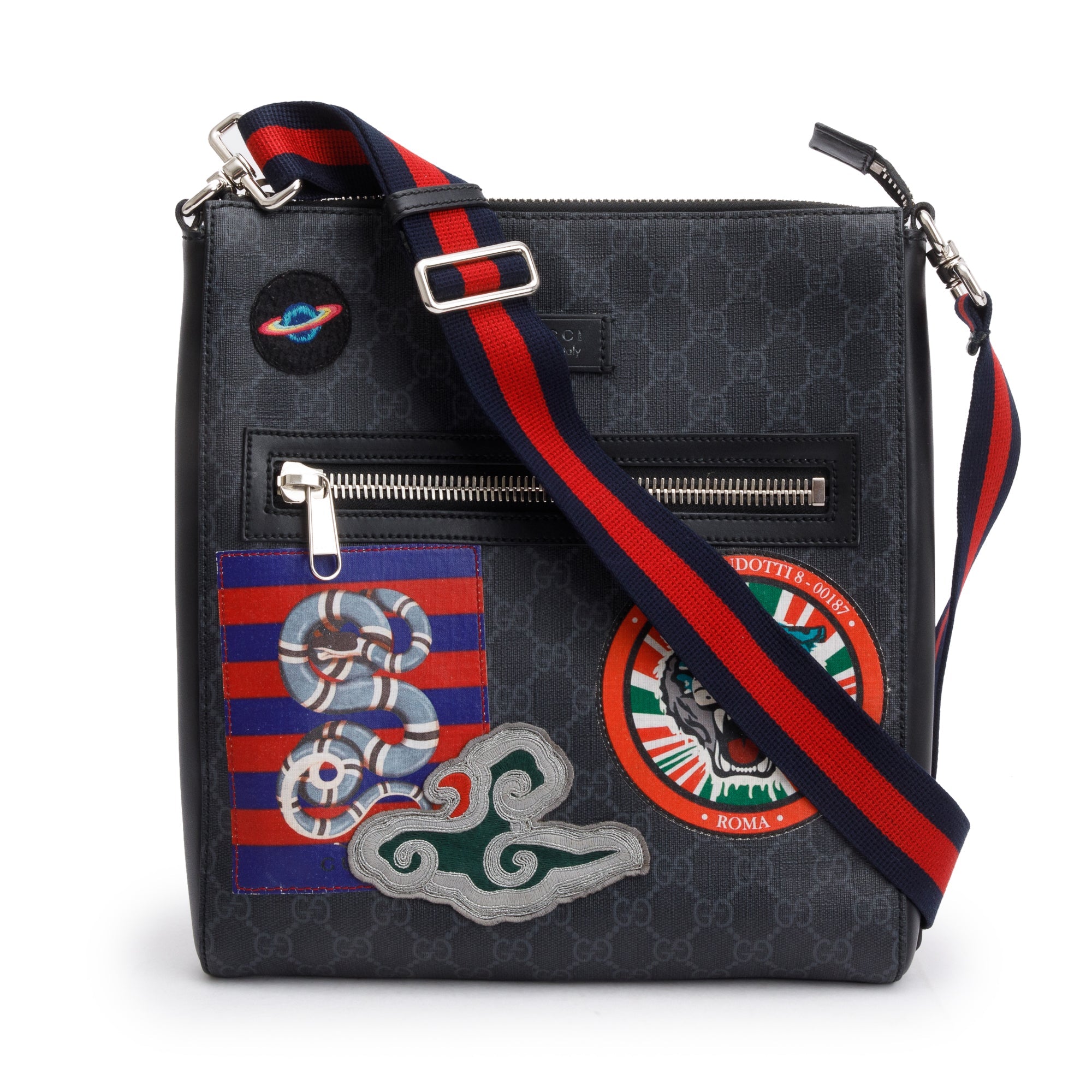 Gucci Black GG Supreme Night Courrier Messenger Bag