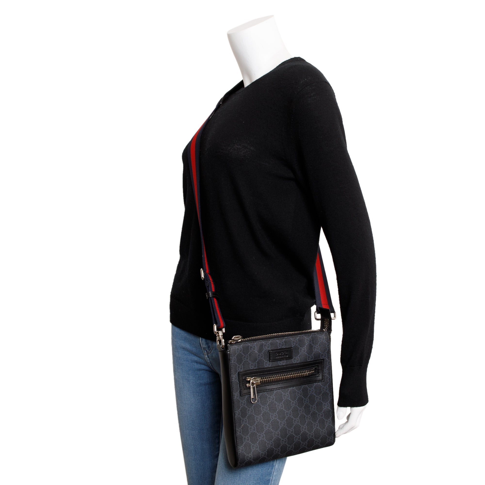 Gucci Black GG Supreme Small Messenger Bag