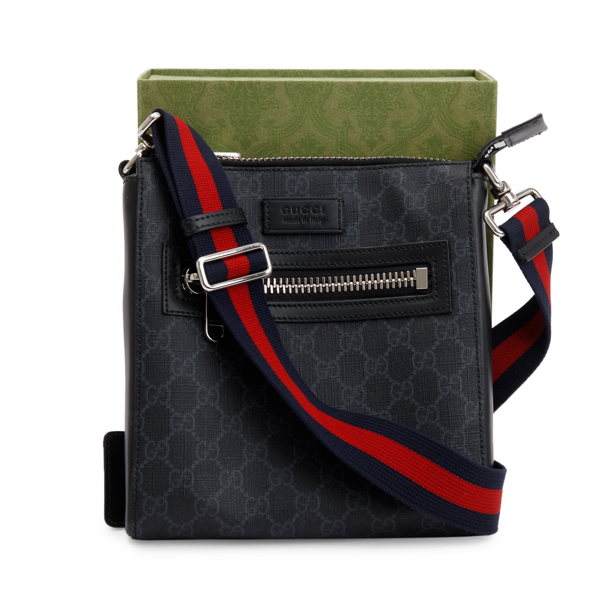 Gucci Black GG Supreme Small Messenger Bag w/ Box