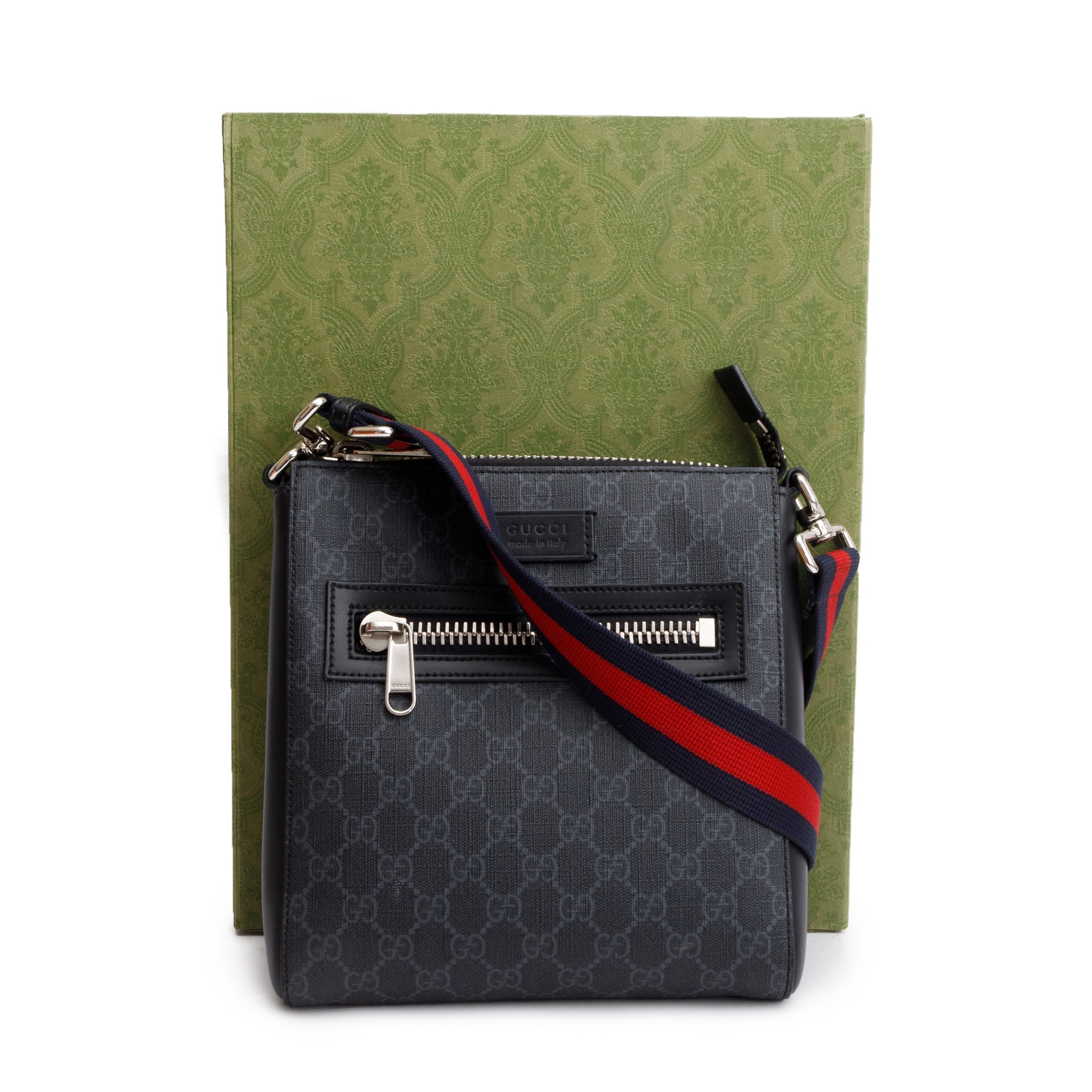 Gucci Black GG Supreme Small Messenger Bag w/ Box