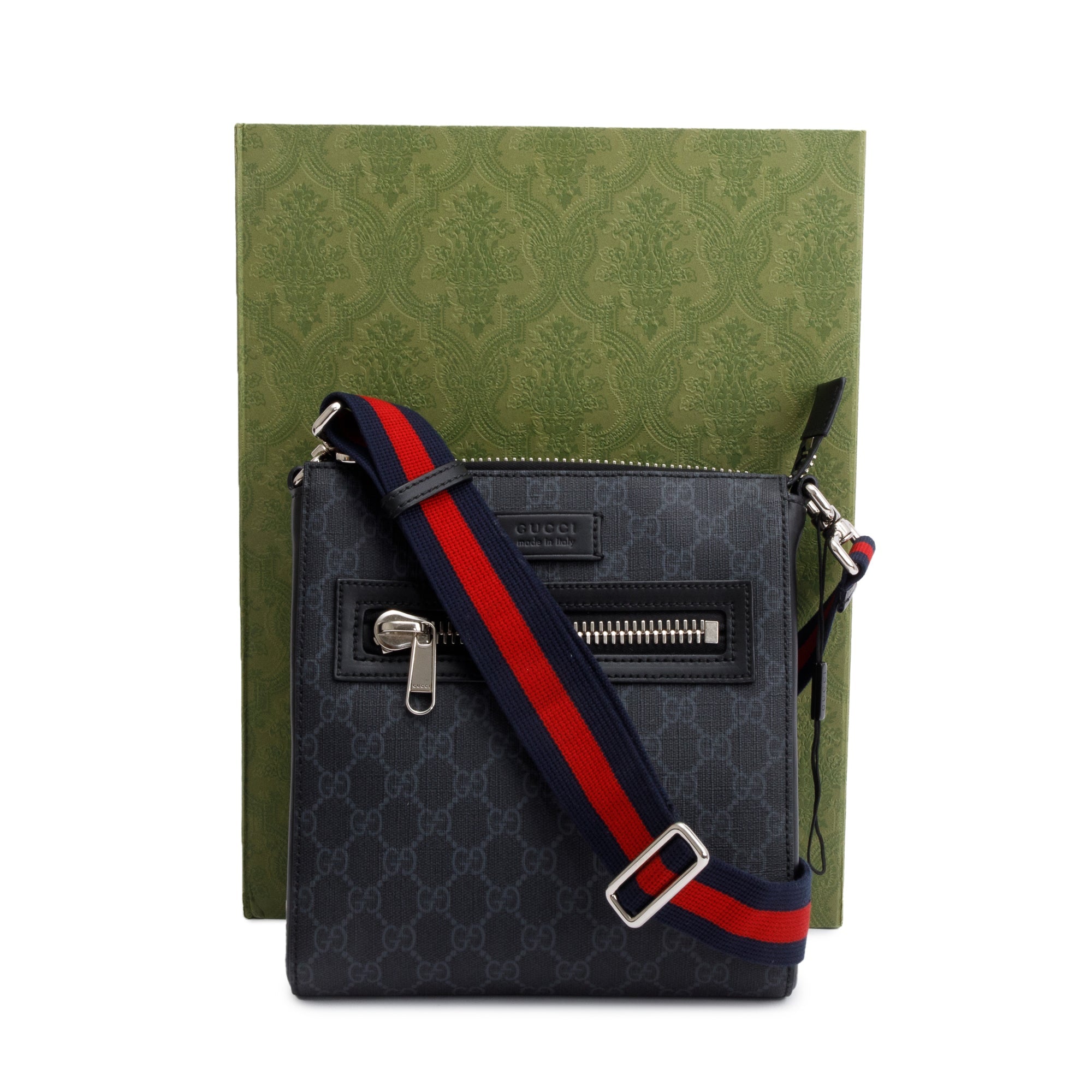 Gucci Black GG Supreme Small Messenger Bag w/ Box & Receipt