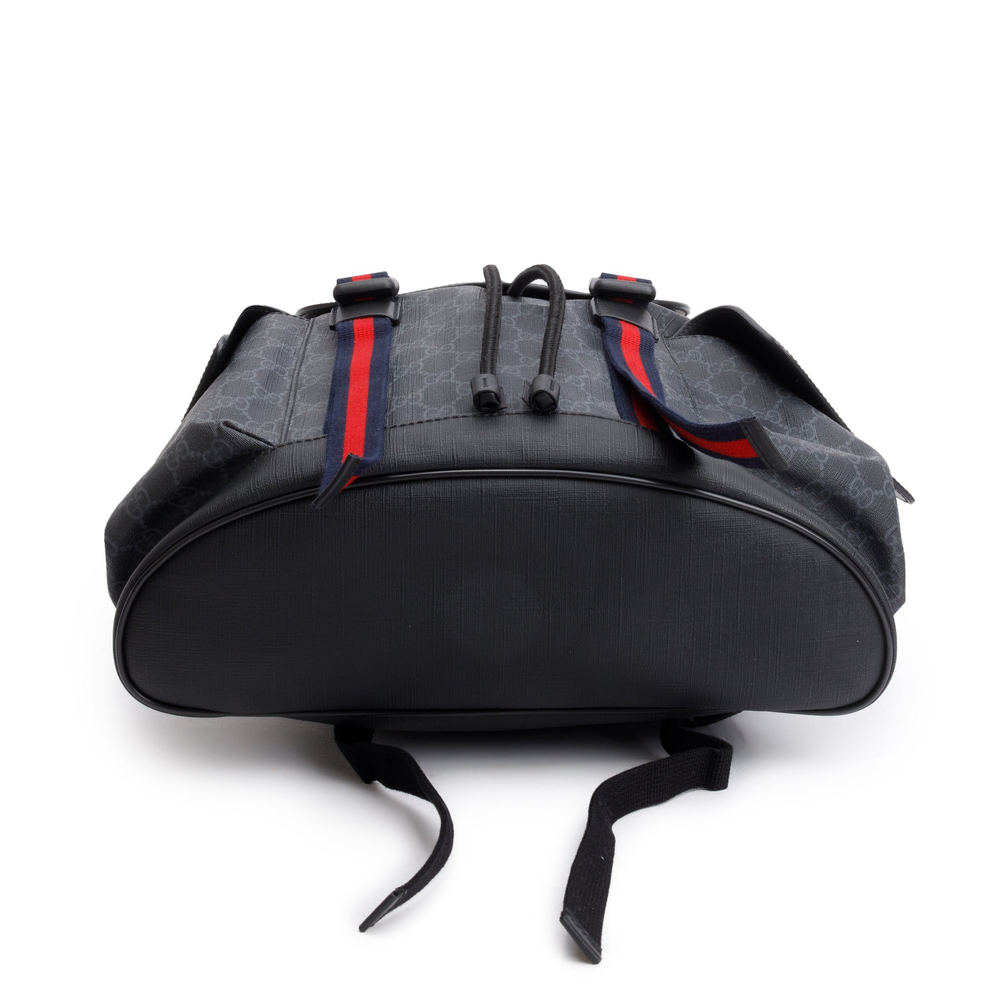 Gucci Black GG Supreme Soft Double Buckle Backpack