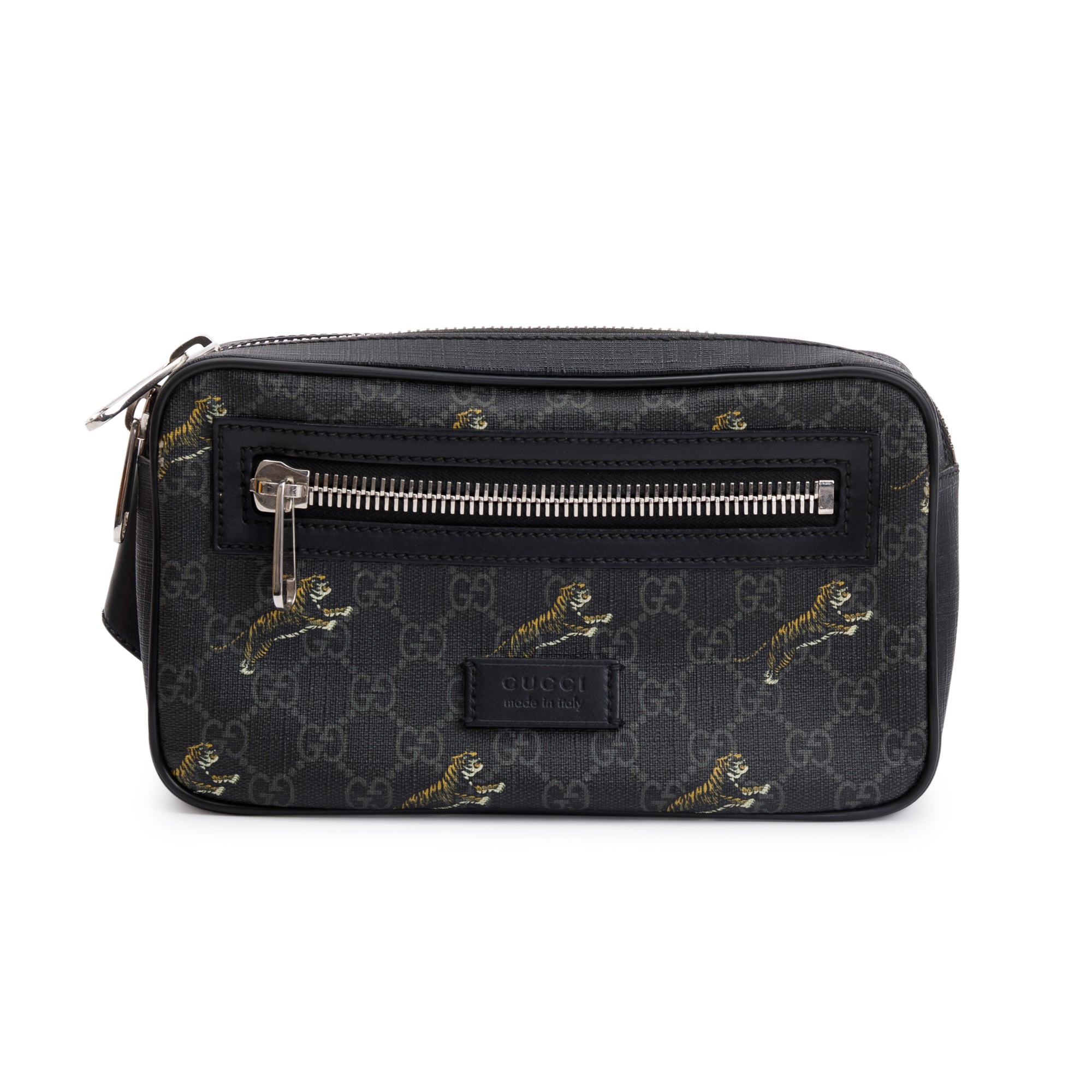 Gucci Black GG Supreme Tigers Belt Bag