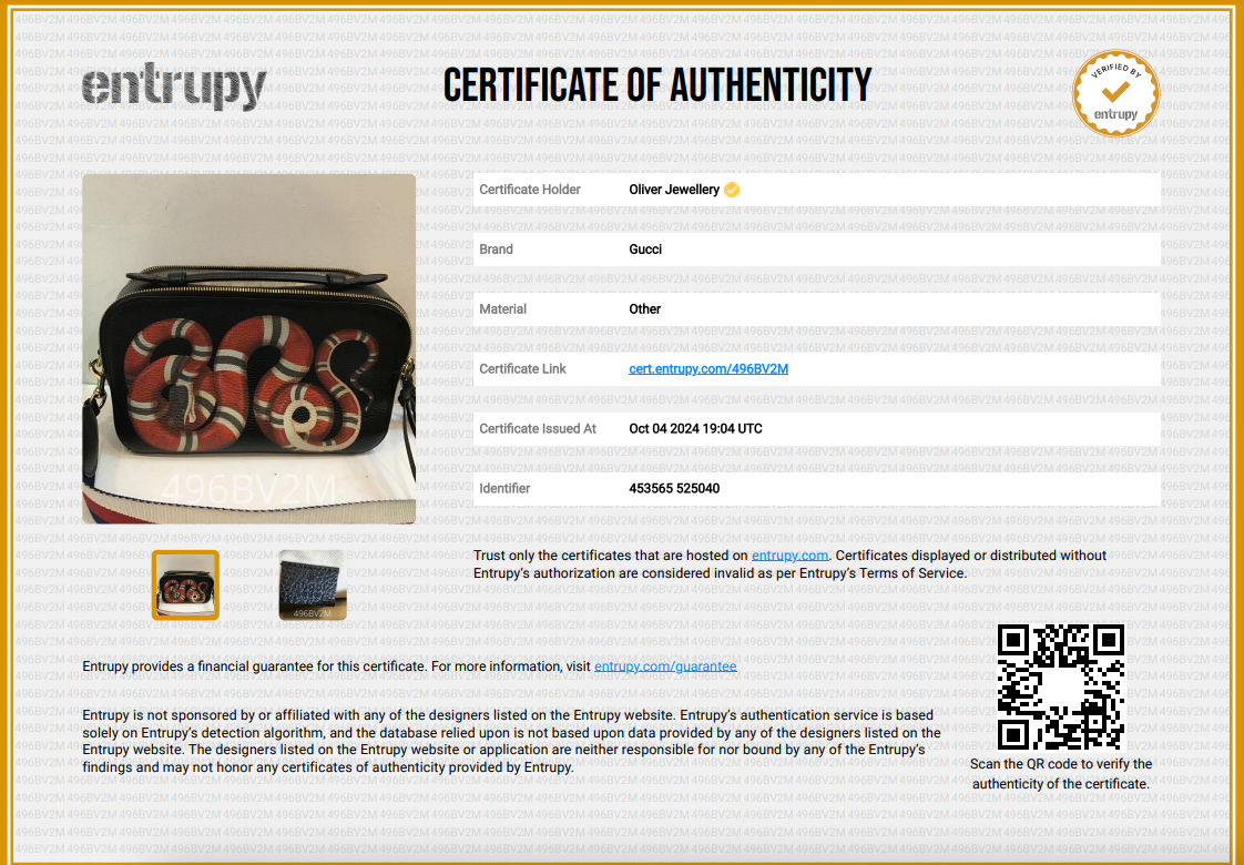 Gucci Black Grained Calfskin Leather Sylvie Web Kingsnake Small Camera Bag w/ Strap