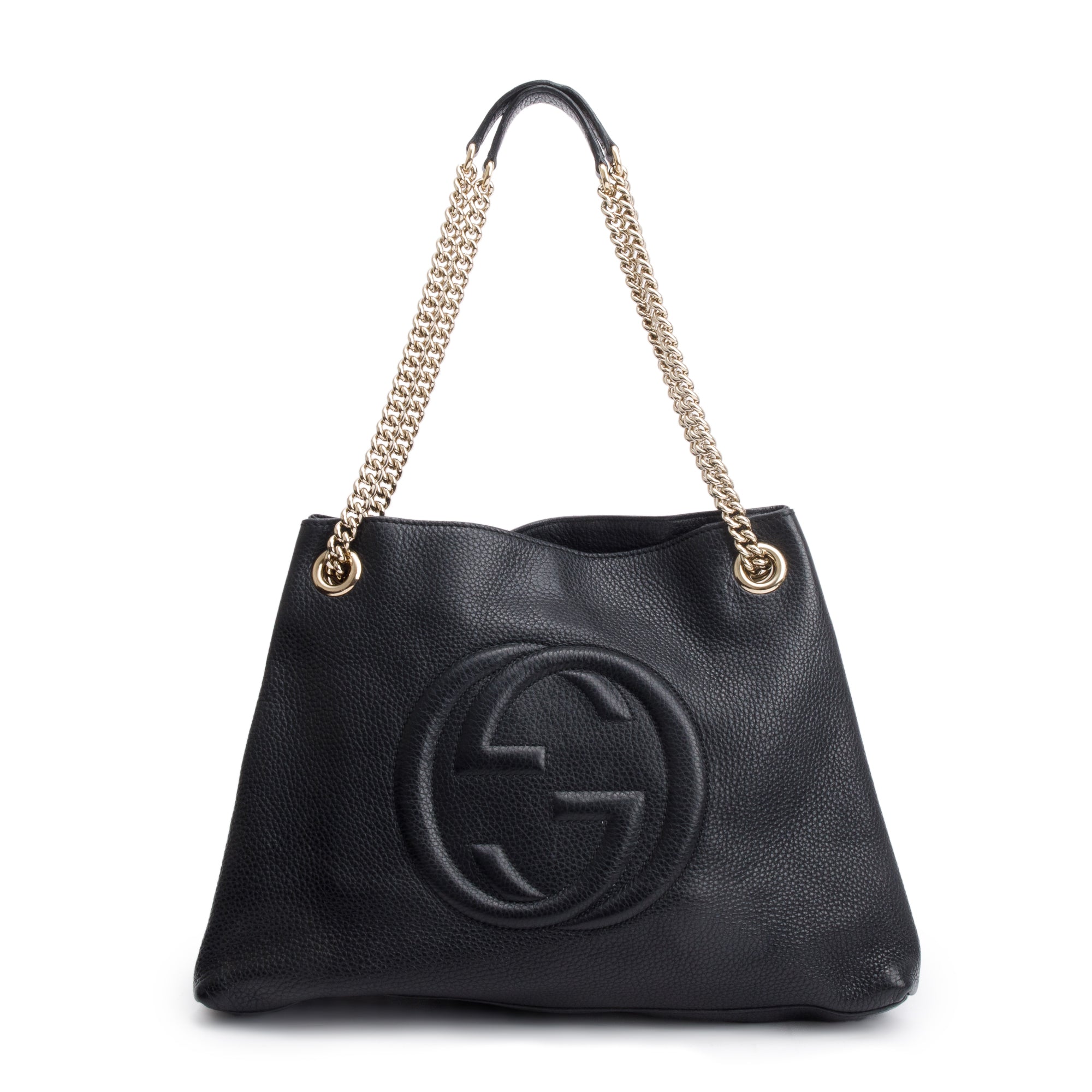 Gucci Black Grained Leather Medium Soho Chain Tote