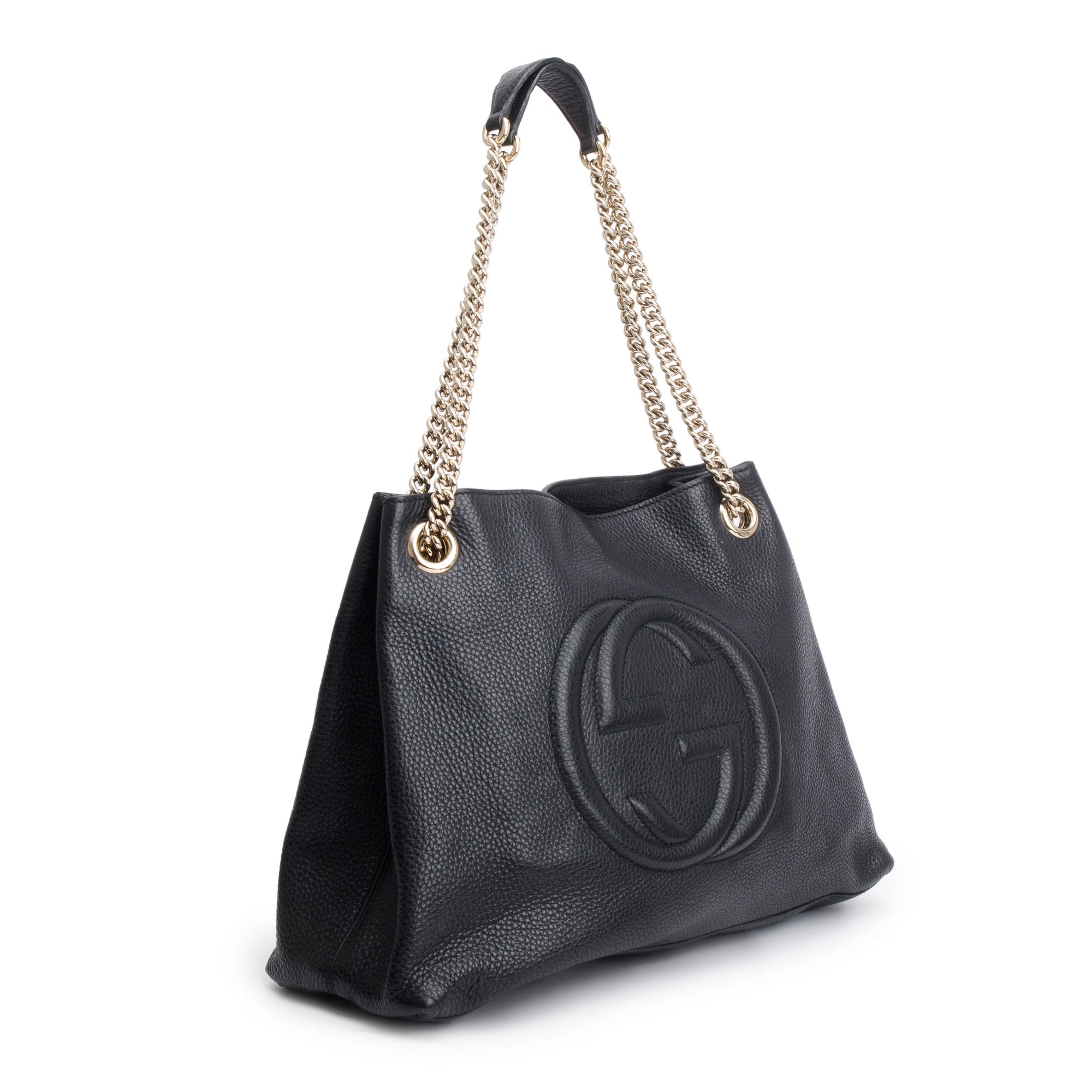 Gucci Black Grained Leather Medium Soho Chain Tote