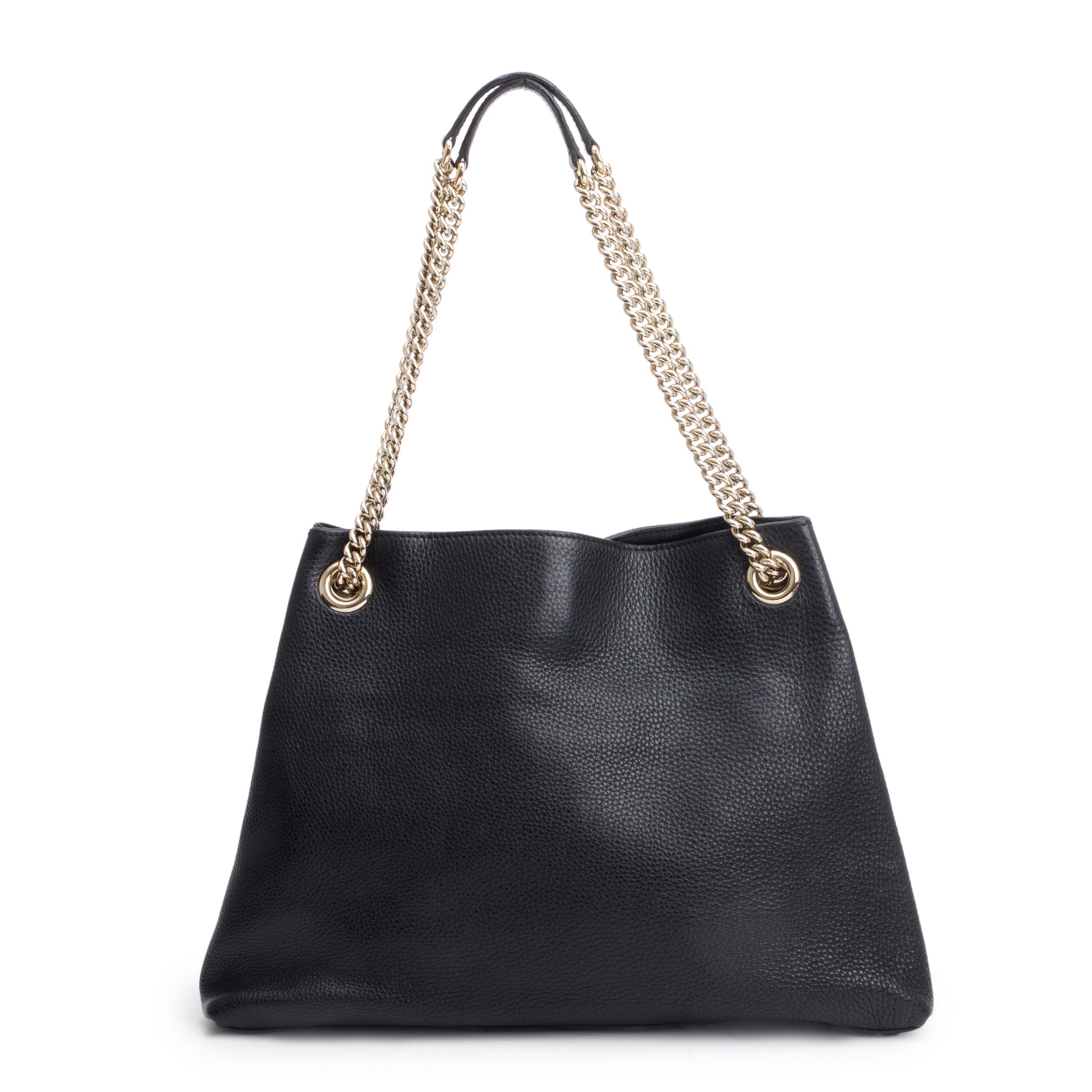 Gucci Black Grained Leather Medium Soho Chain Tote