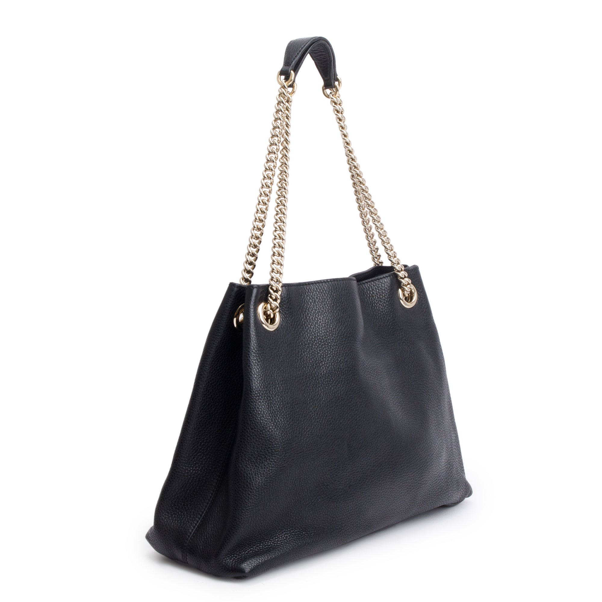 Gucci Black Grained Leather Medium Soho Chain Tote