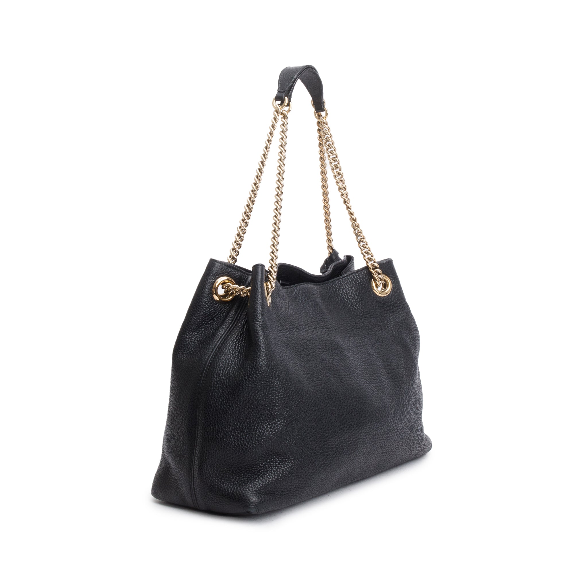 Gucci Black Grained Leather Medium Soho Chain Tote