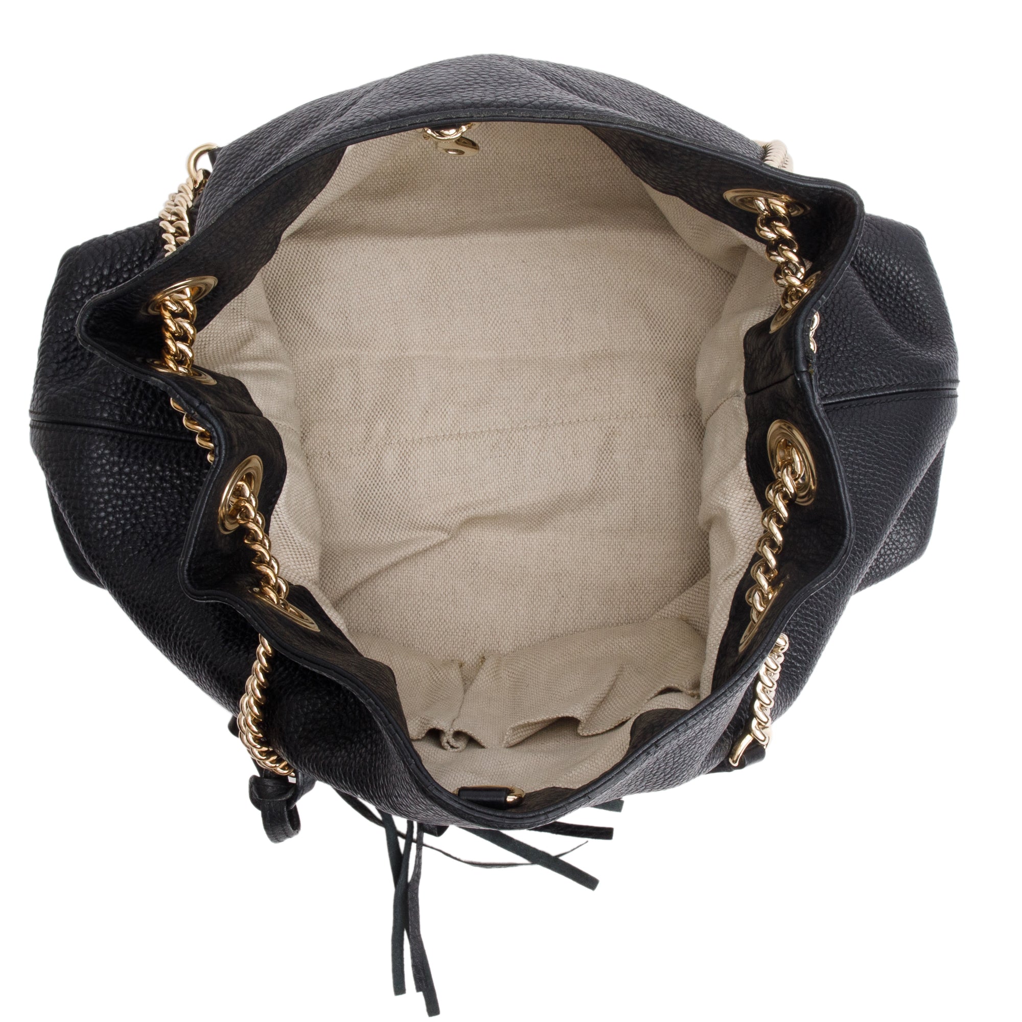 Gucci Black Grained Leather Medium Soho Chain Tote