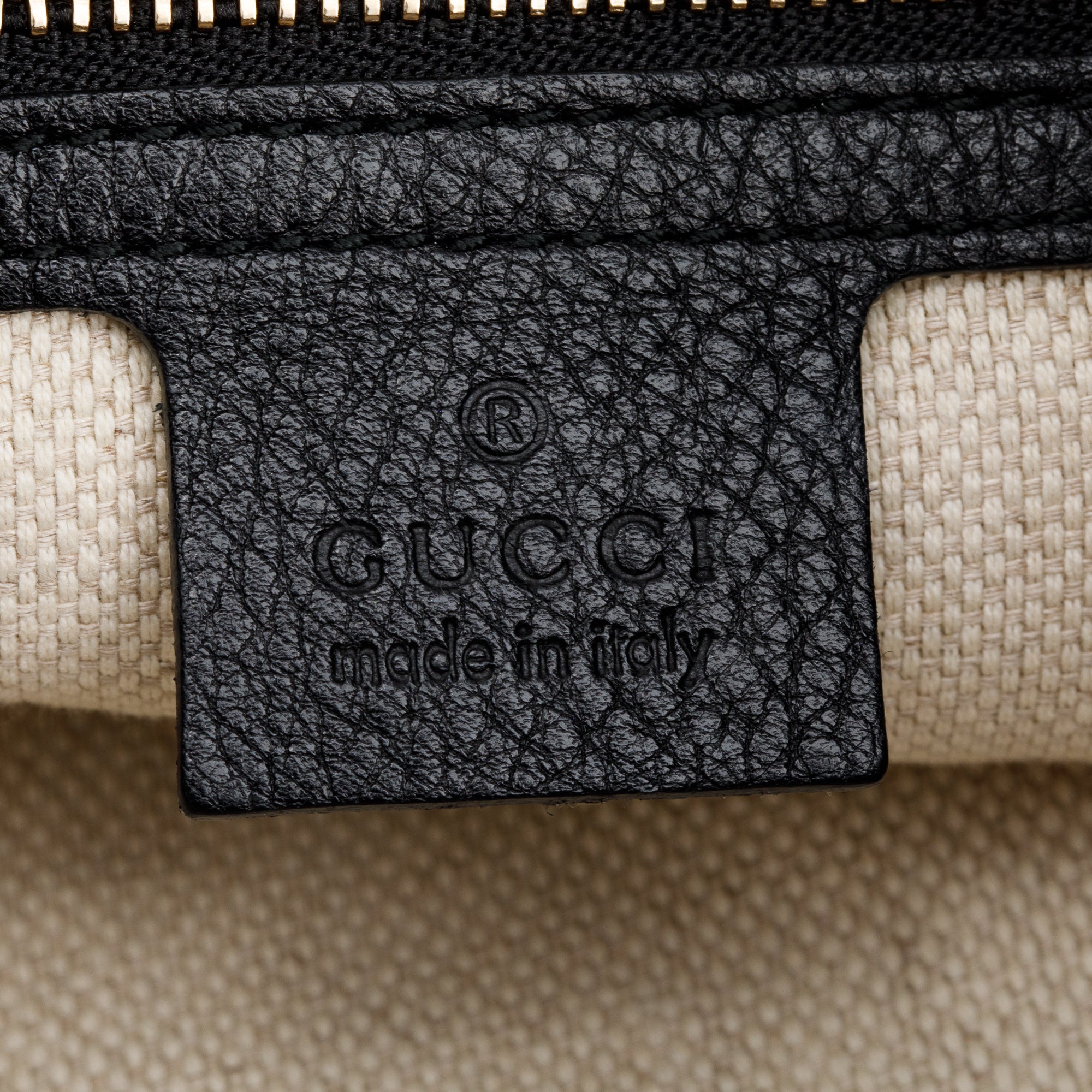 Gucci Black Grained Leather Medium Soho Chain Tote