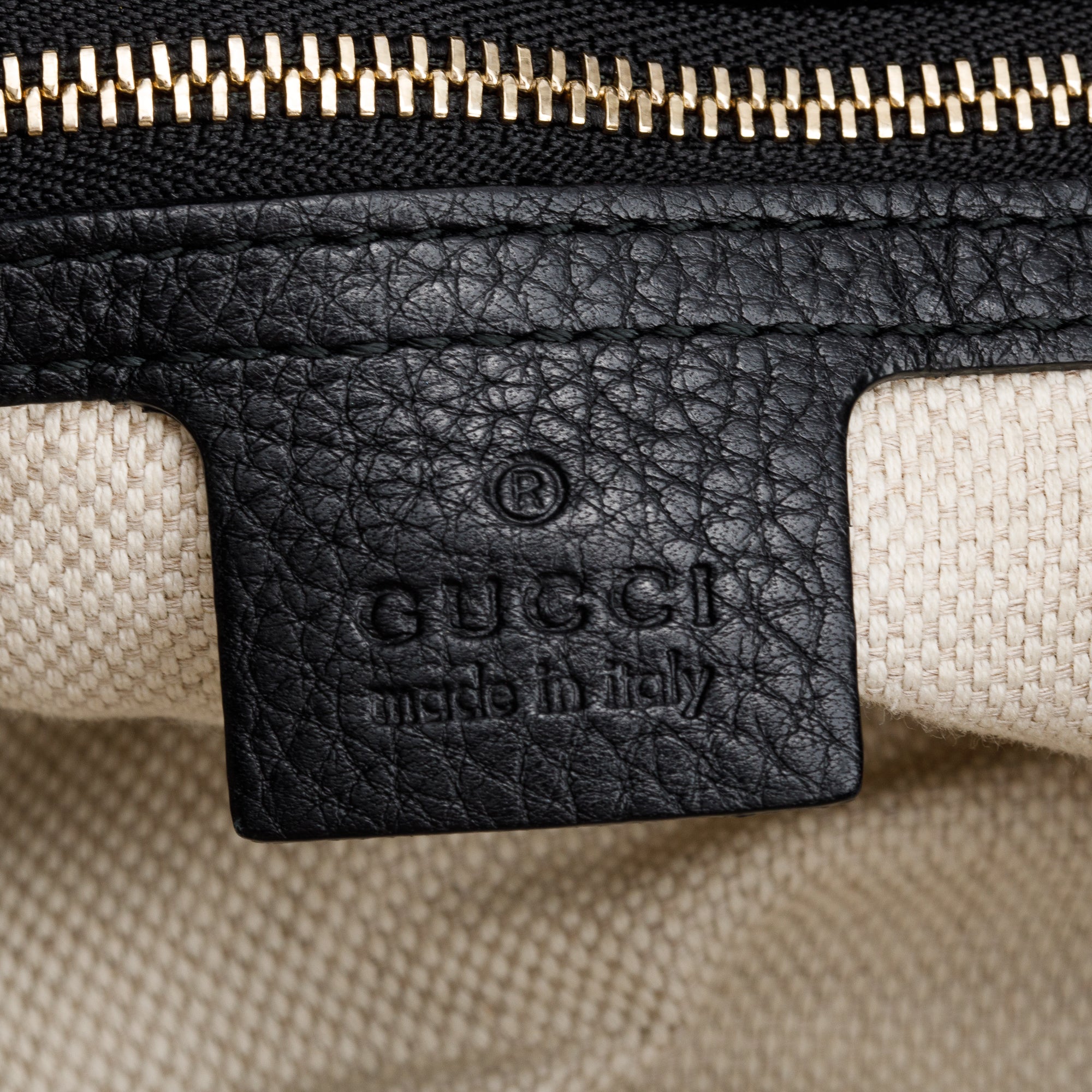 Gucci Black Grained Leather Medium Soho Chain Tote