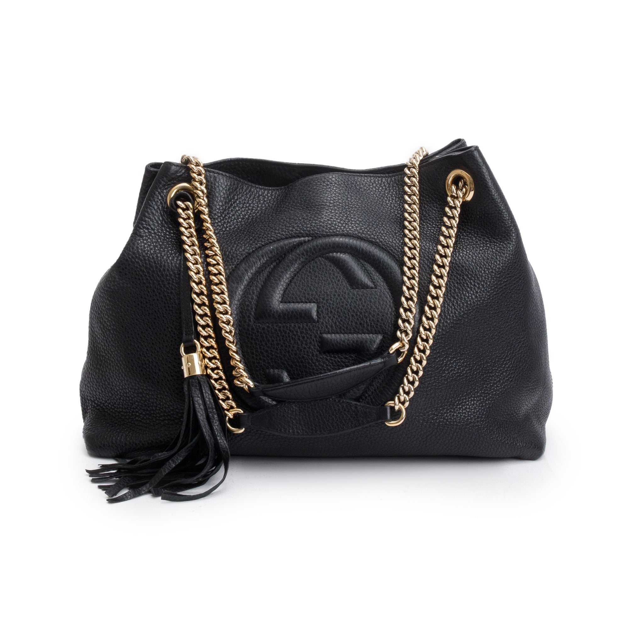 Gucci Black Grained Leather Medium Soho Chain Tote