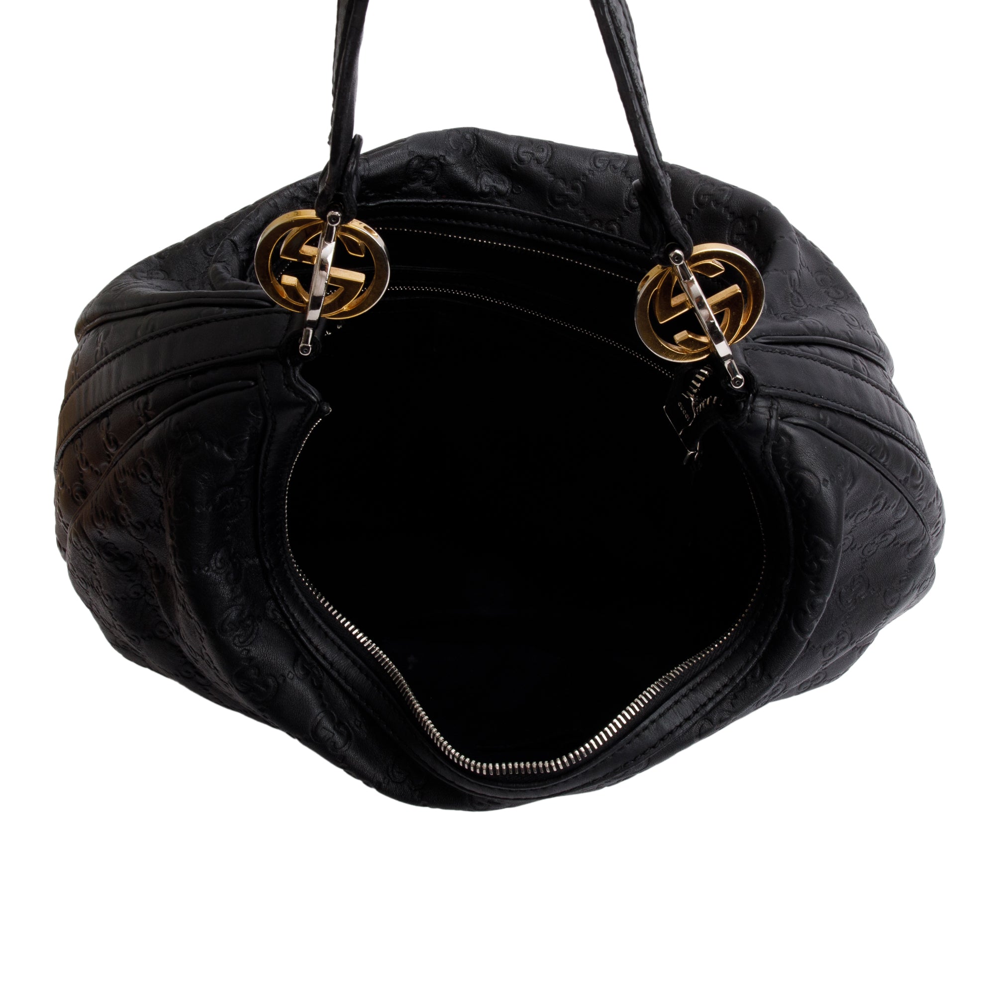 Gucci Black Guccissima Leather GG Twins Large Hobo Bag