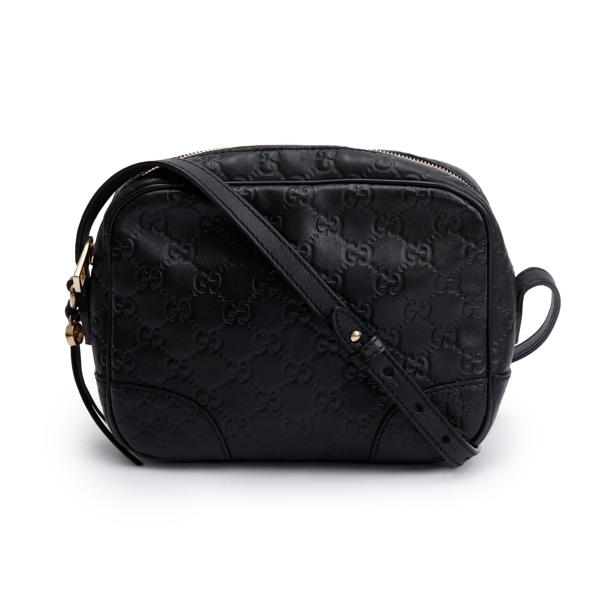 Gucci Black Guccissima Leather Mini Bree Crossbody Bag
