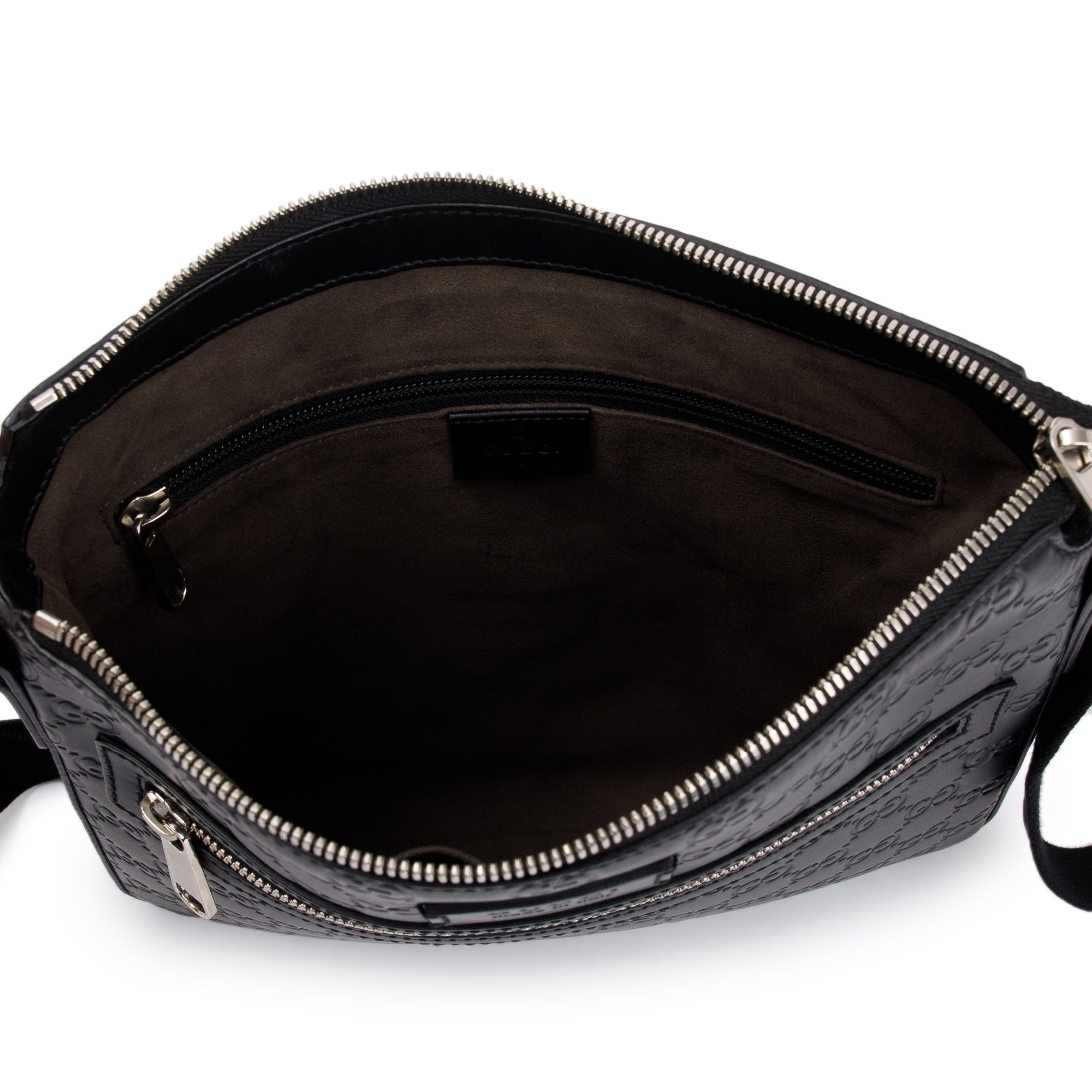 Gucci Black Guccissima Leather Small Messenger Bag