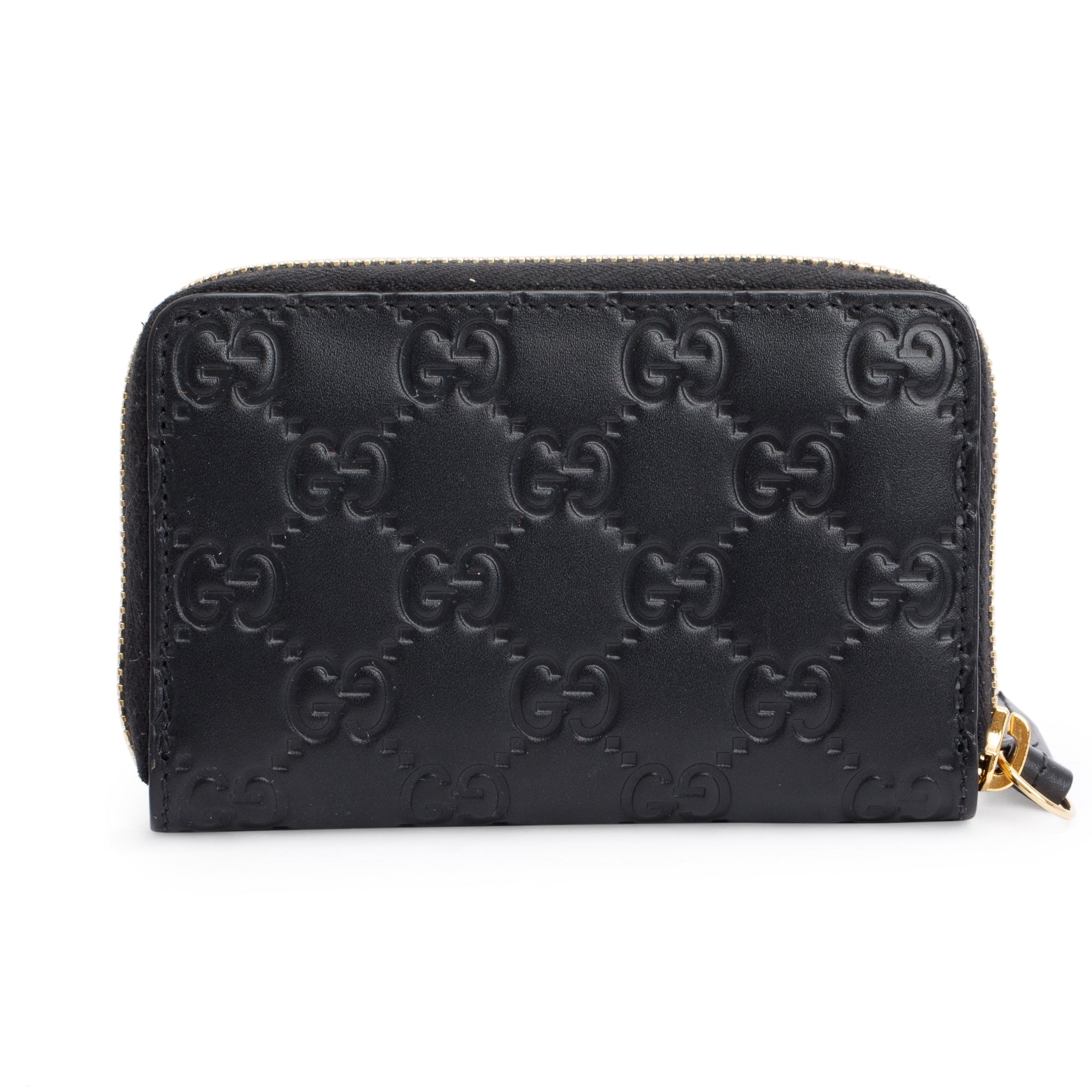 Gucci Black Guccissima Leather Zip Around Card Case w/ Box & Receipt