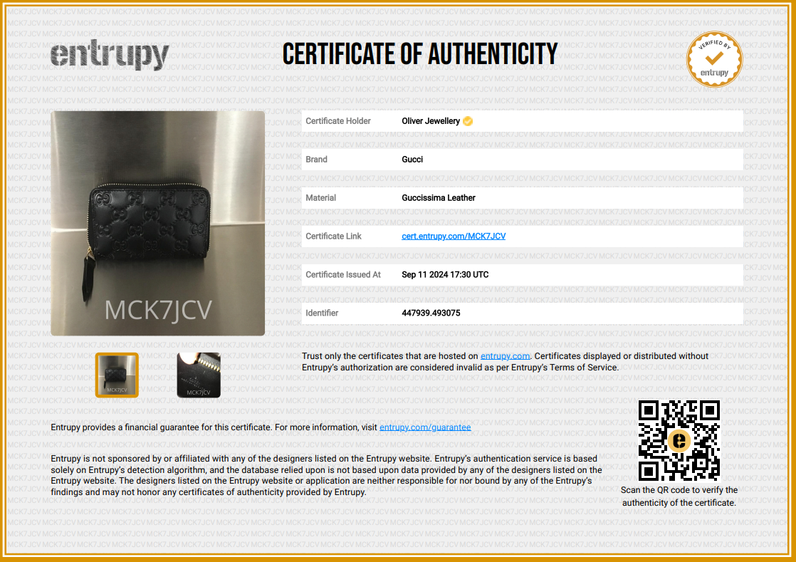 Gucci Black Guccissima Leather Zip Around Card Case w/ Box & Receipt