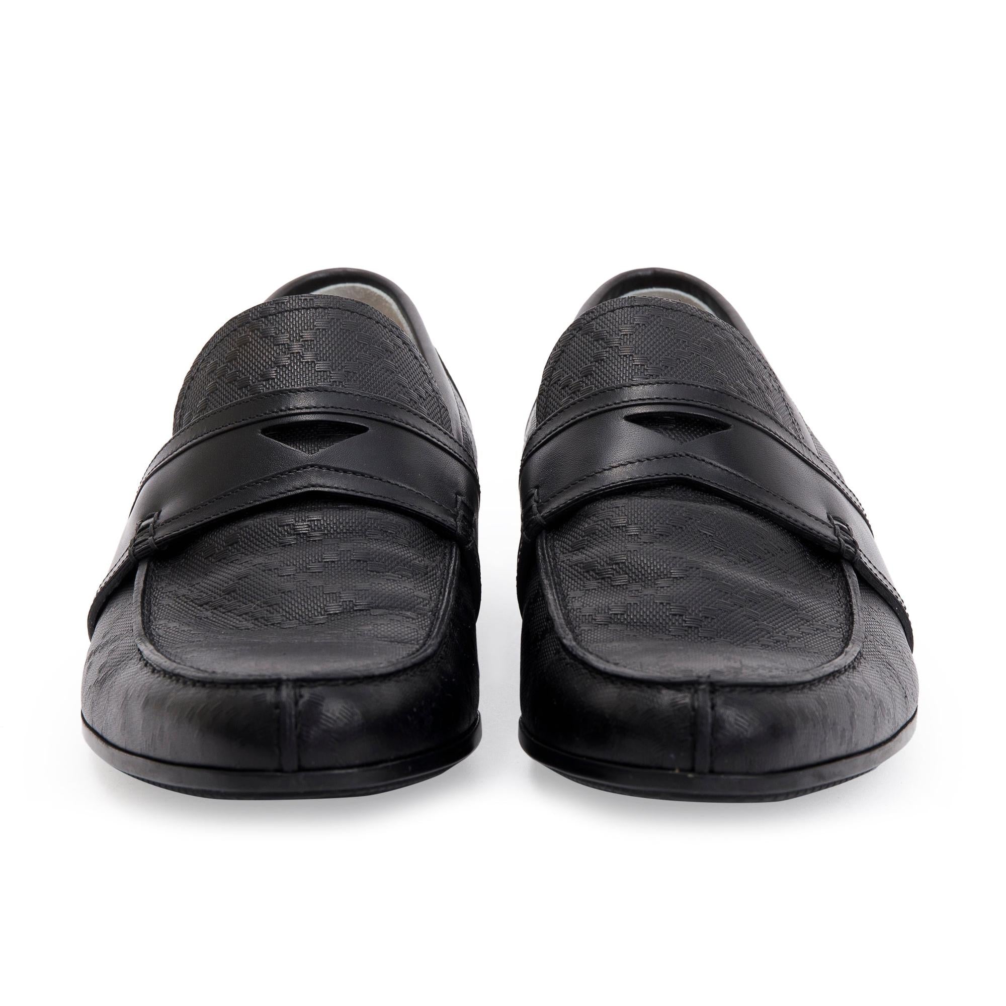 Gucci Black Hilary Lux Diamante Leather Loafers, Size 8 w/ Box