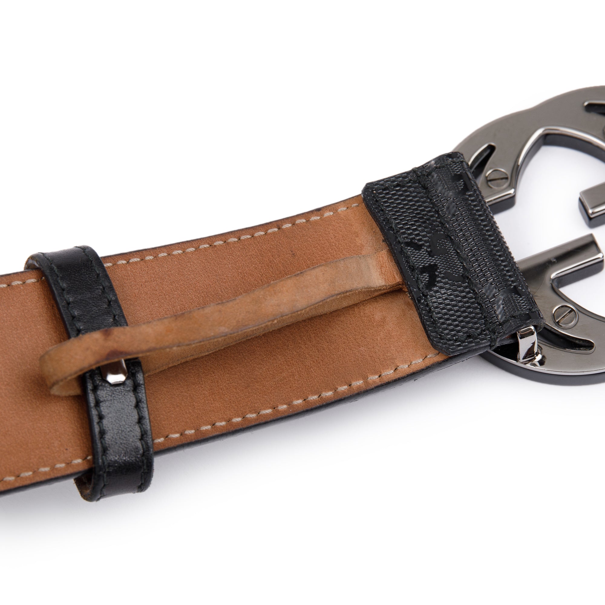 Gucci Black Imprime Belt with Interlocking G Buckle, Size 95 38