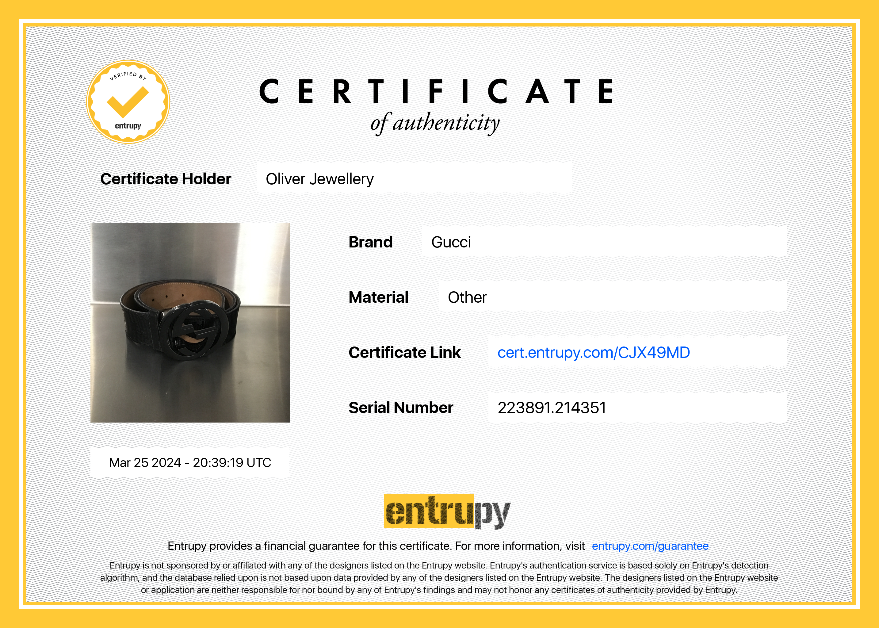 Gucci Black Imprime Belt with Interlocking G Buckle, Size 95 38